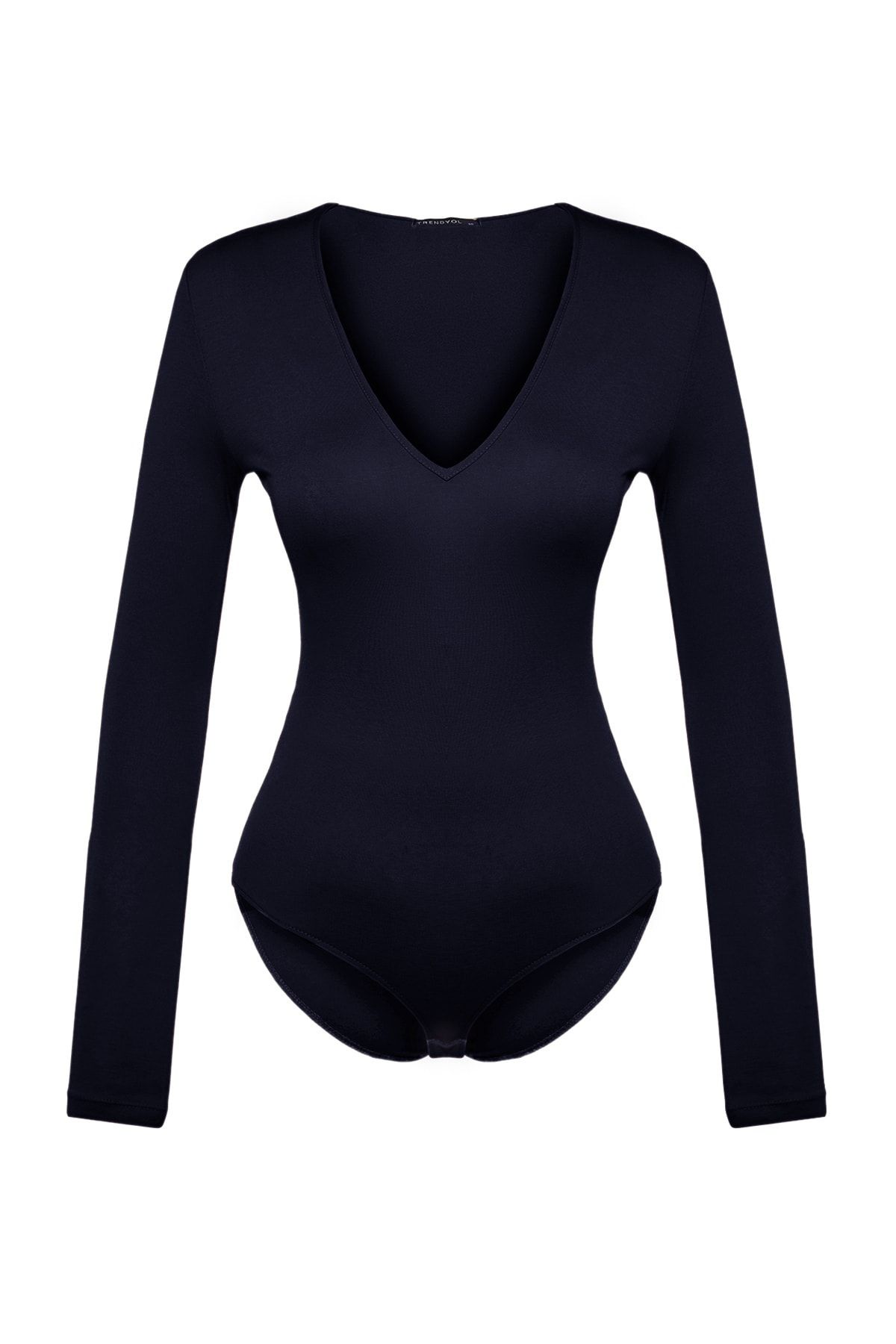 Trendyol Collection-Темно-синій боді з V-подібним вирізом TPRAW22BD0084 6