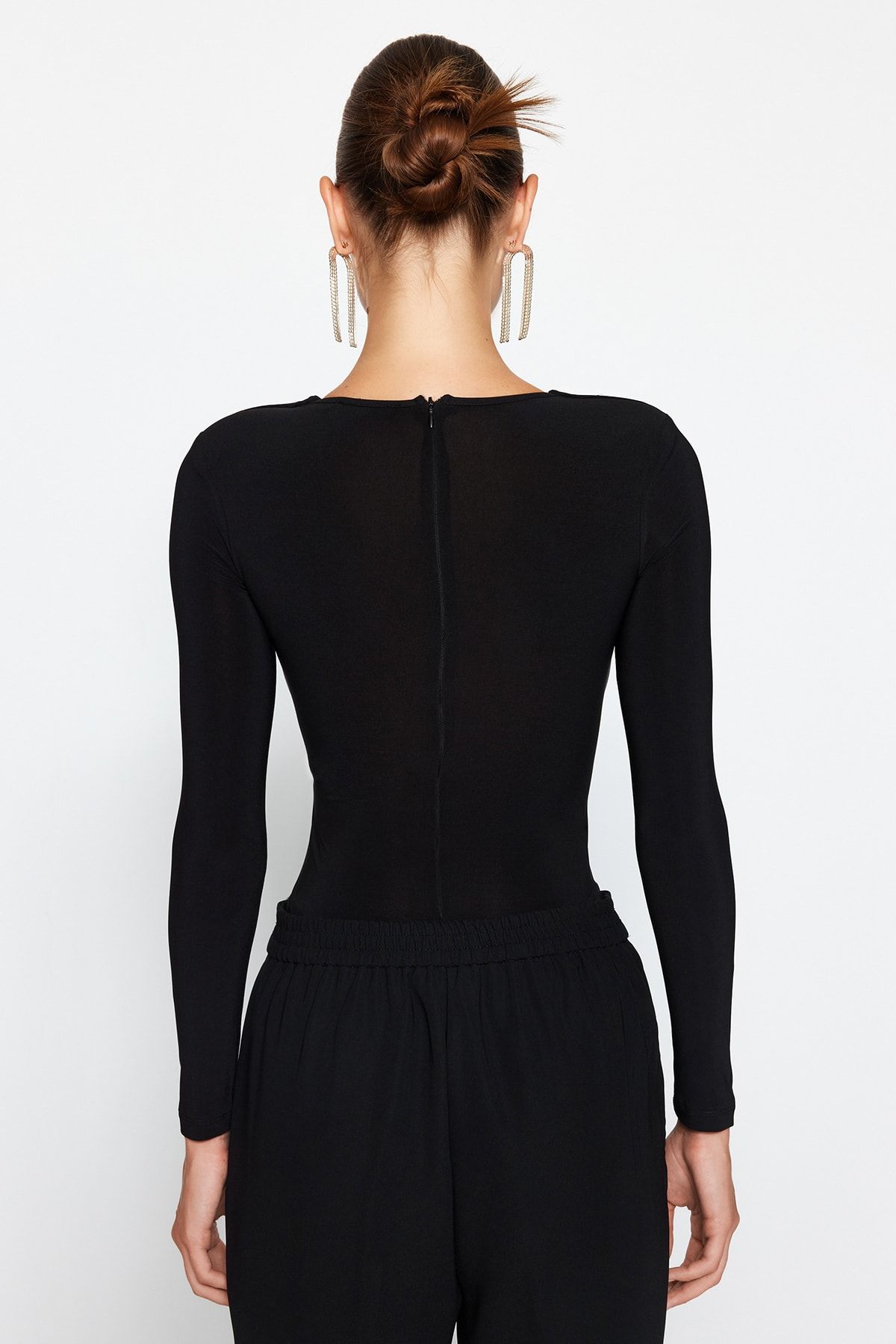 Trendyol Collection-Black Cut Out/Window Detailed Knitted Body TPRAW24BD00000 6