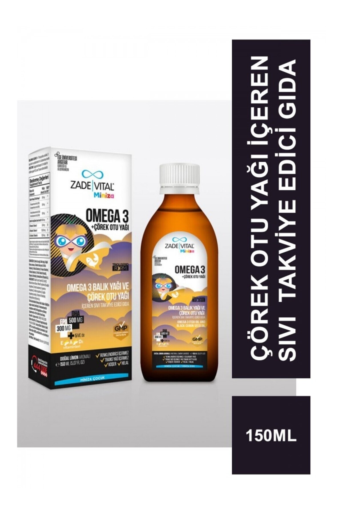 Zade Vital Miniza Omega 3 + Çörek Otu Yağı 150 m - Fiyatı, Yorumları