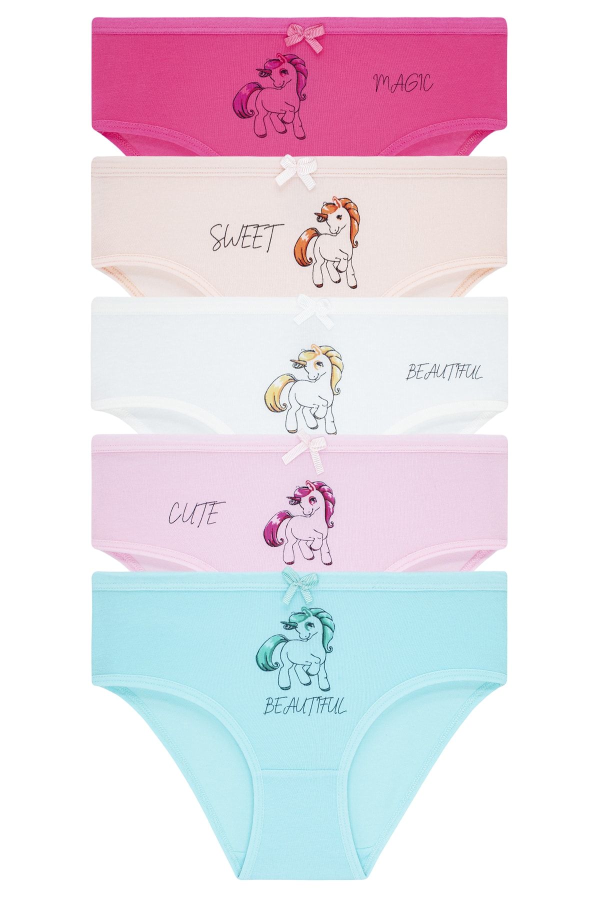 biyokids Girl's 5 Pack Colorful Slip Panties - Unicorn - - Trendyol
