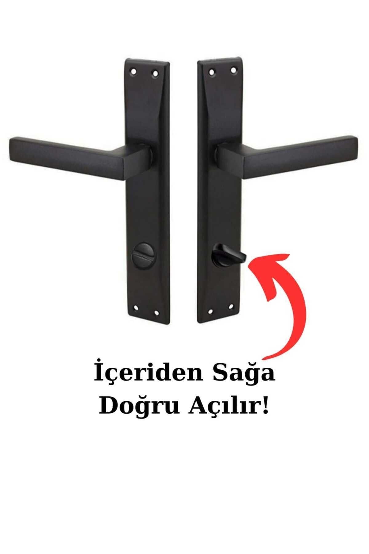 ARON-OPENING FROM THE INTERIOR TO THE RIGHT STAINLESS ELITE HANDLE MIRRORED MATTE BLACK DOOR HANDLE (BATHROOM - WC) RIGHT 2