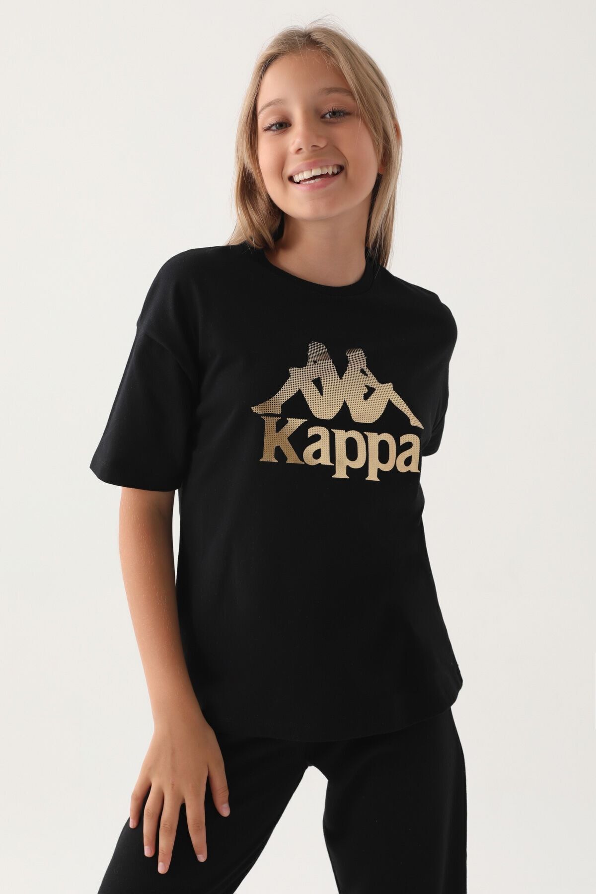 Kappa تی شرت دخترانه با جزئیات چاپ مشکی