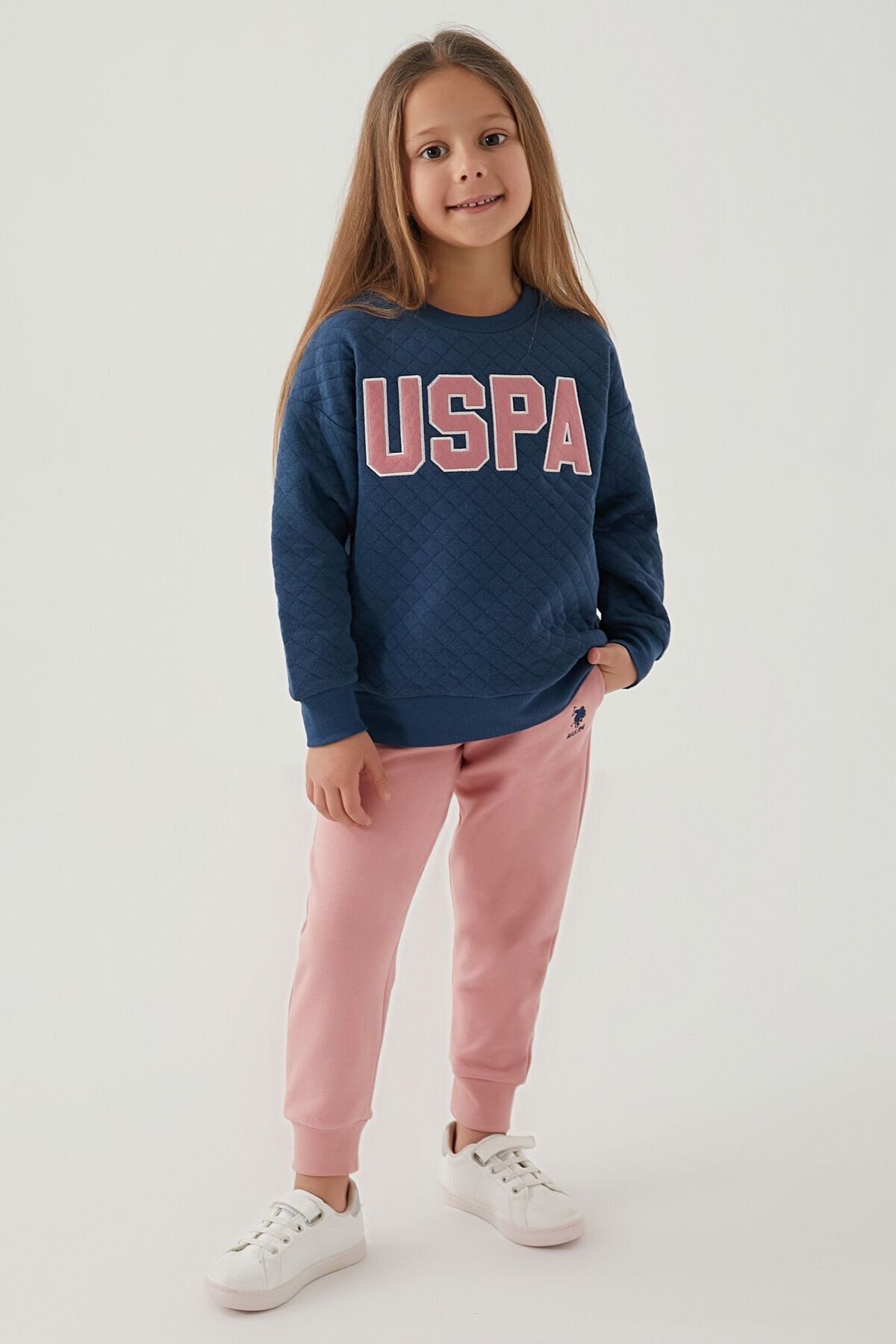 ست لباس ورزشی دخترانه آبی چهارخانه U.S. Polo Assn.