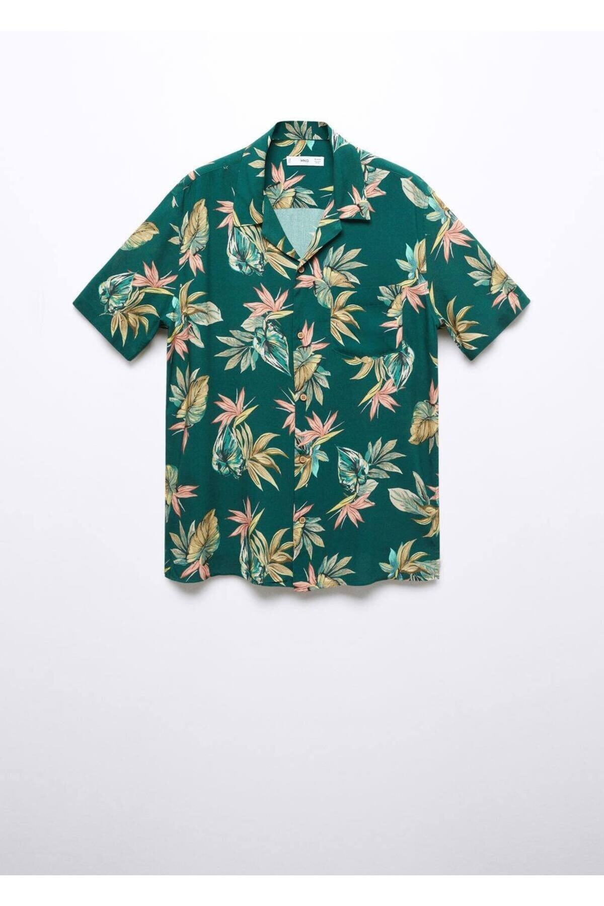 پیراهن مردانه سبز منگوMANGO Man | 57025802 اورجینال - تصویر 3