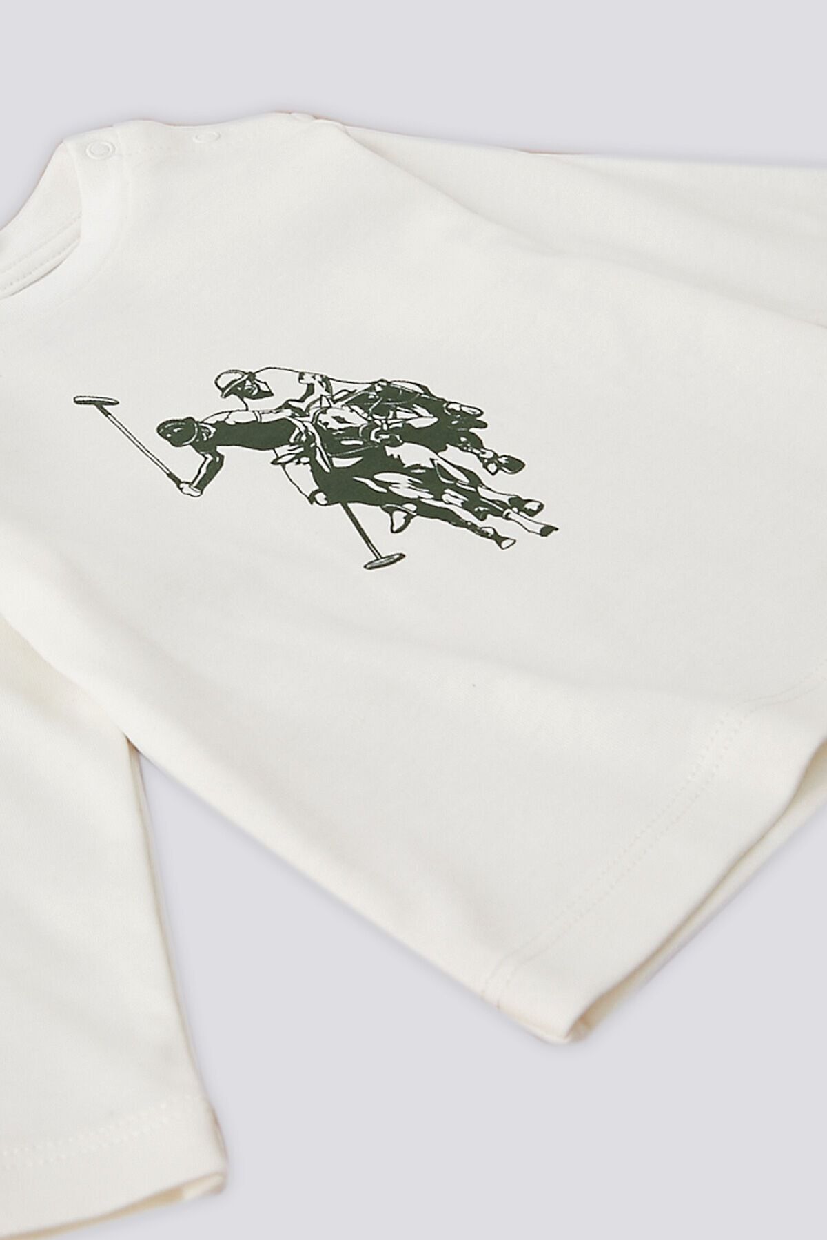 U.S. Polo Assn. پایه. ست 3 تکه نوزادی با جزئیات آستین تزئین شده زیپ بژ Polo Assn