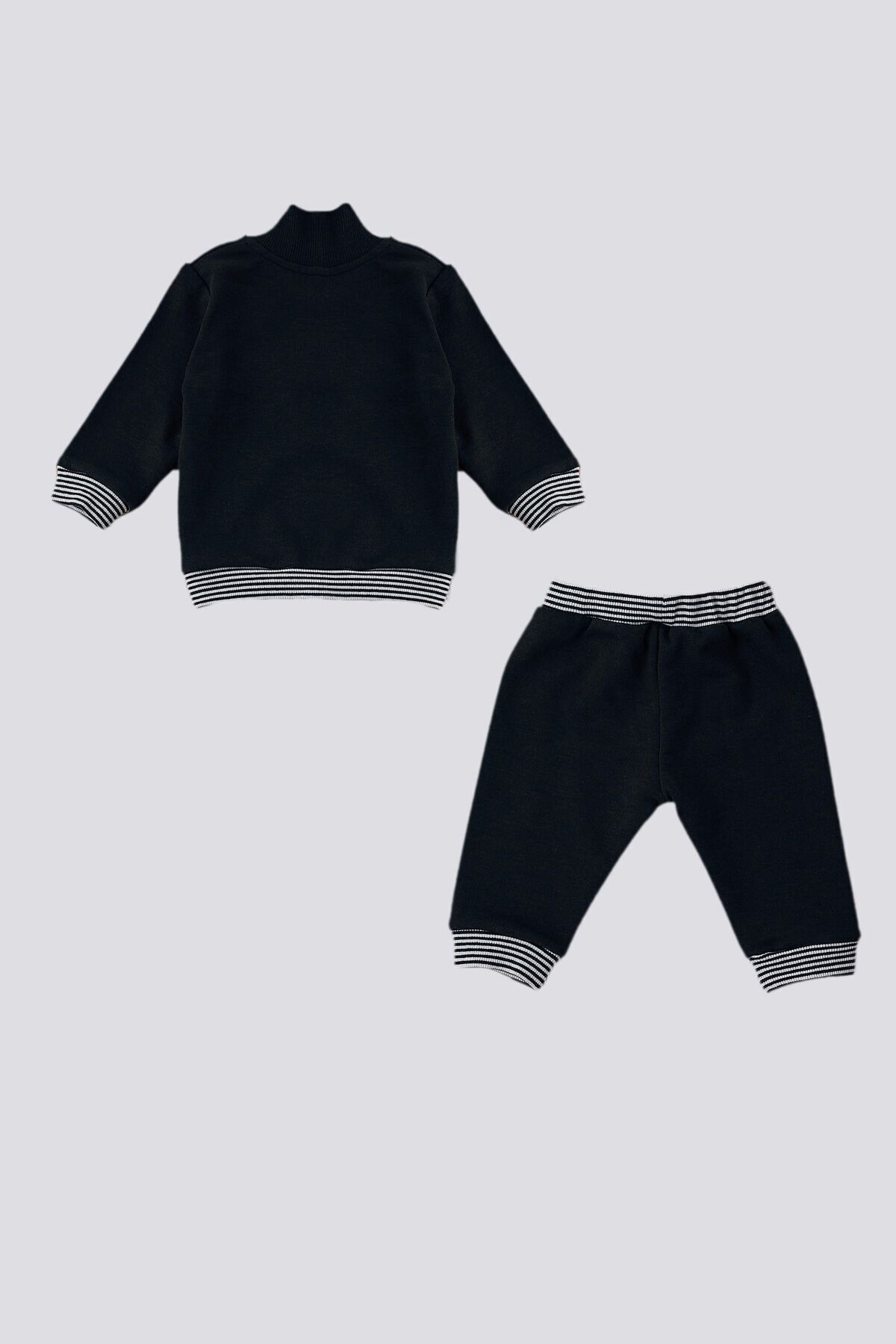 U.S. Polo Assn. پایه. ست 3 تکه نوزاد با جزئیات دنده راه Polo Assn آبی ملانژ اسنپ