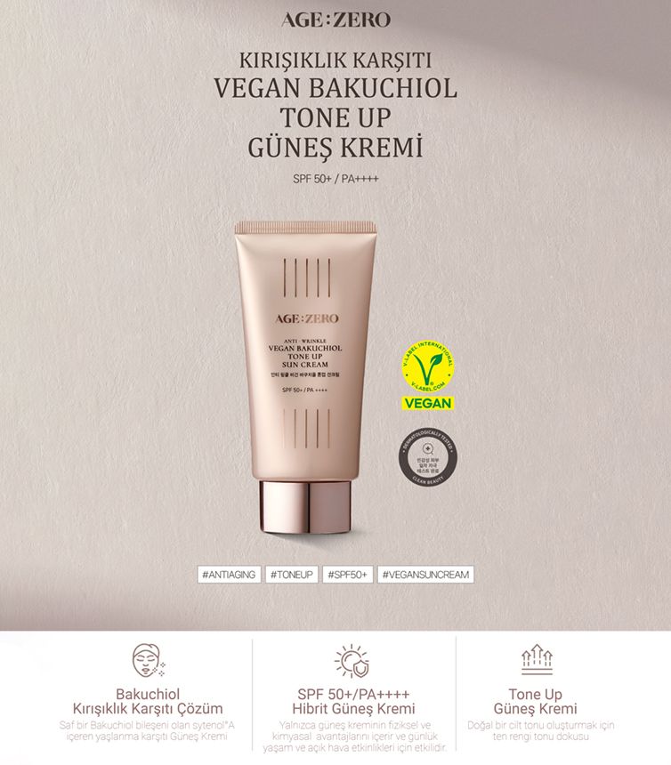 Premium Bakuchiol Beyazlatıcı Anti Aging Vegan Kırışıklık Karşıtı SPF 50+/PA Güneş Kremi