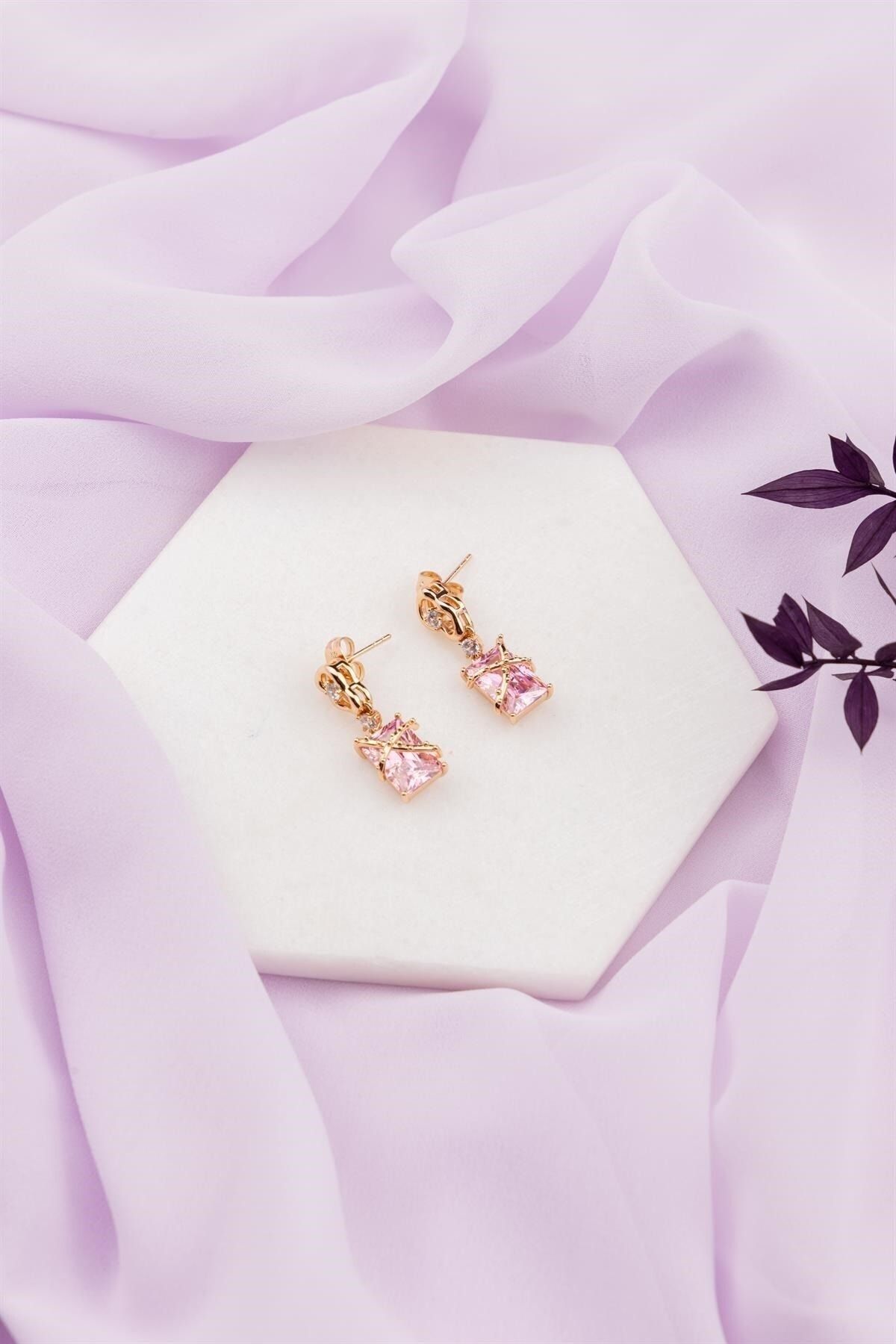 Pink deals gold earrings