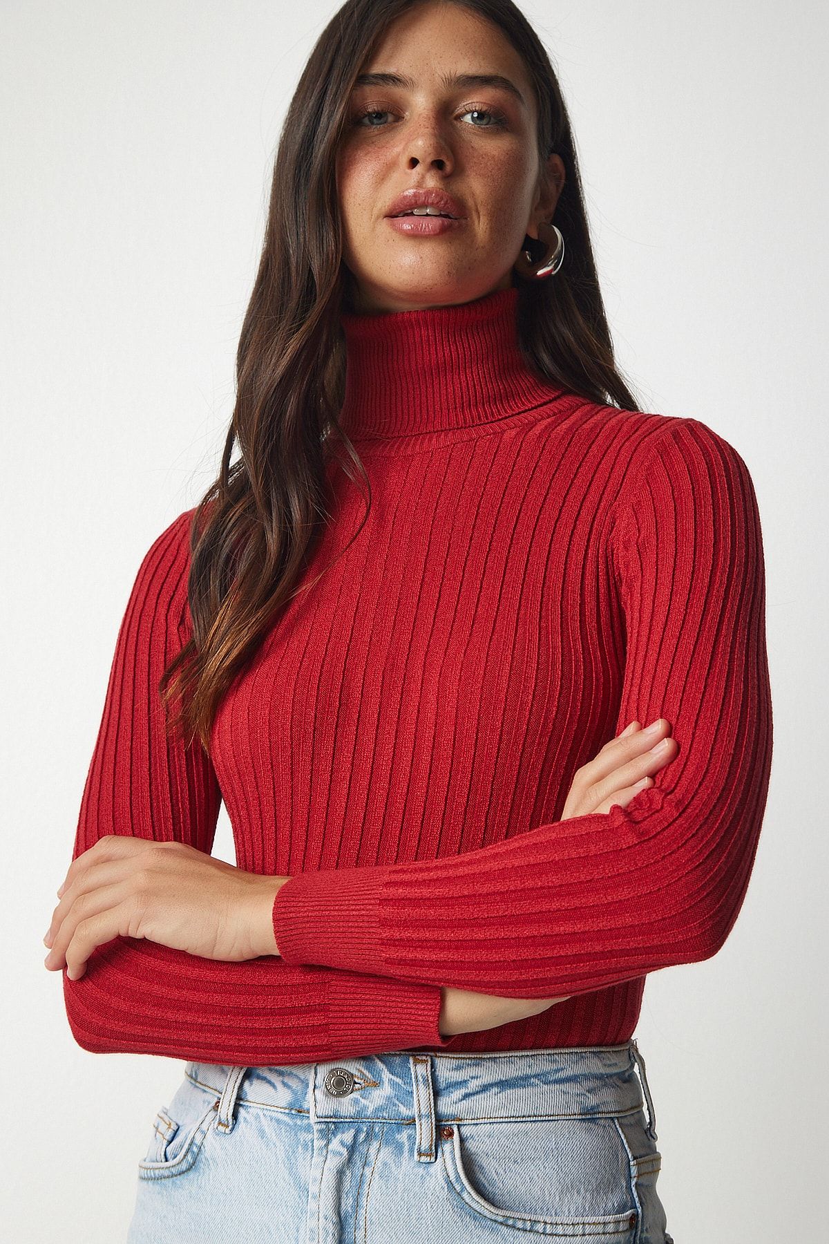 Happiness stanbul Sweater Red Fitted Trendyol