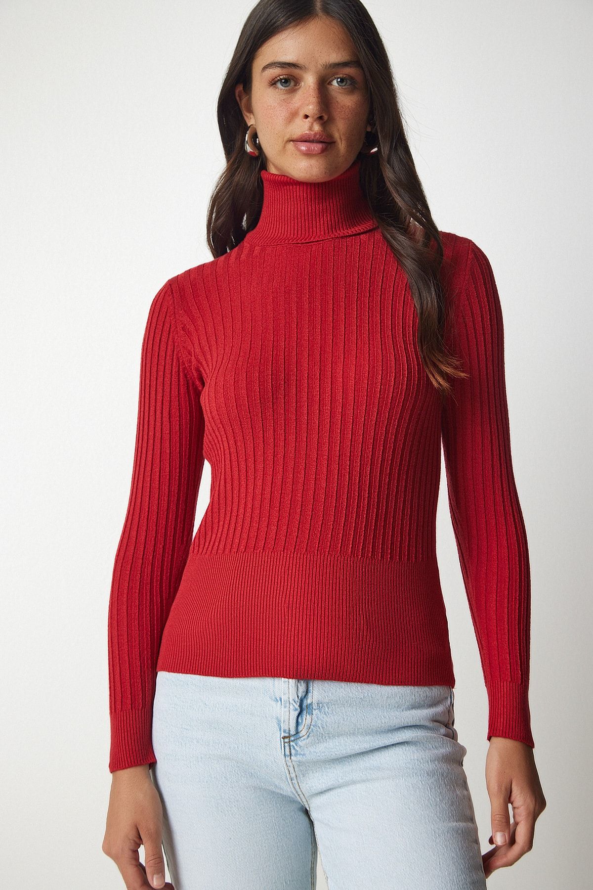 Red fitted clearance sweater