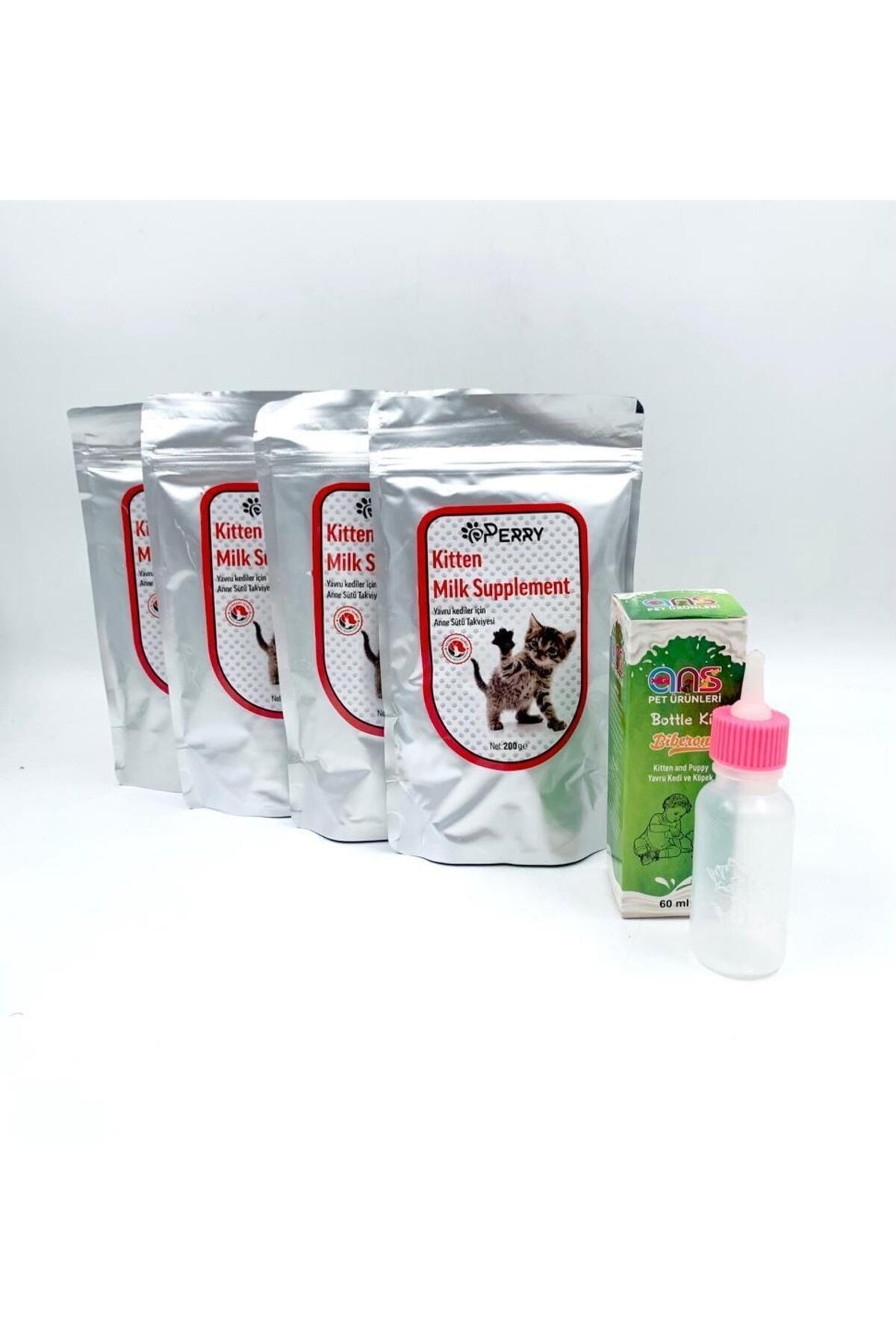 Perry Yavru Kedi Süt Tozu 4 adet + 60 ml Biberon