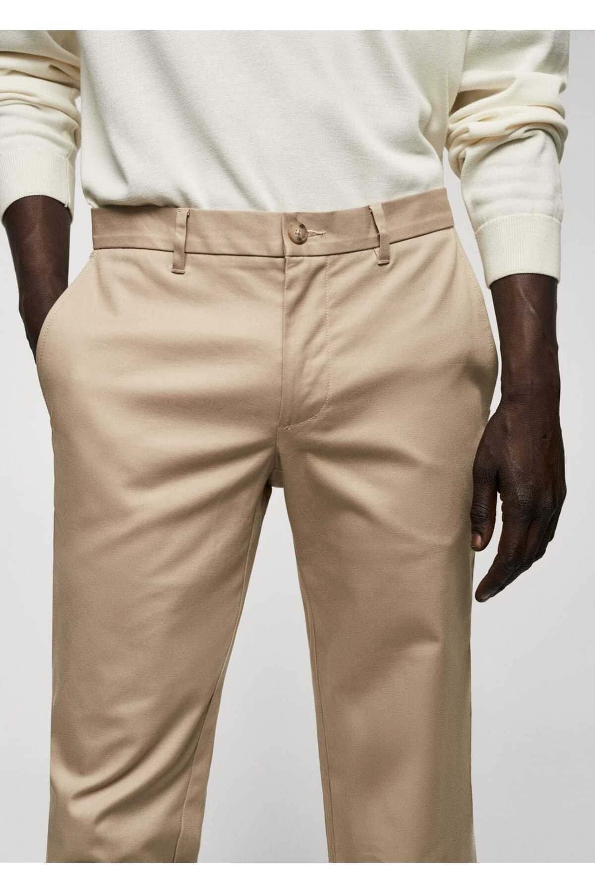 شلوار مردانه بژ منگوMANGO Man | 47030660 اورجینال - تصویر 7