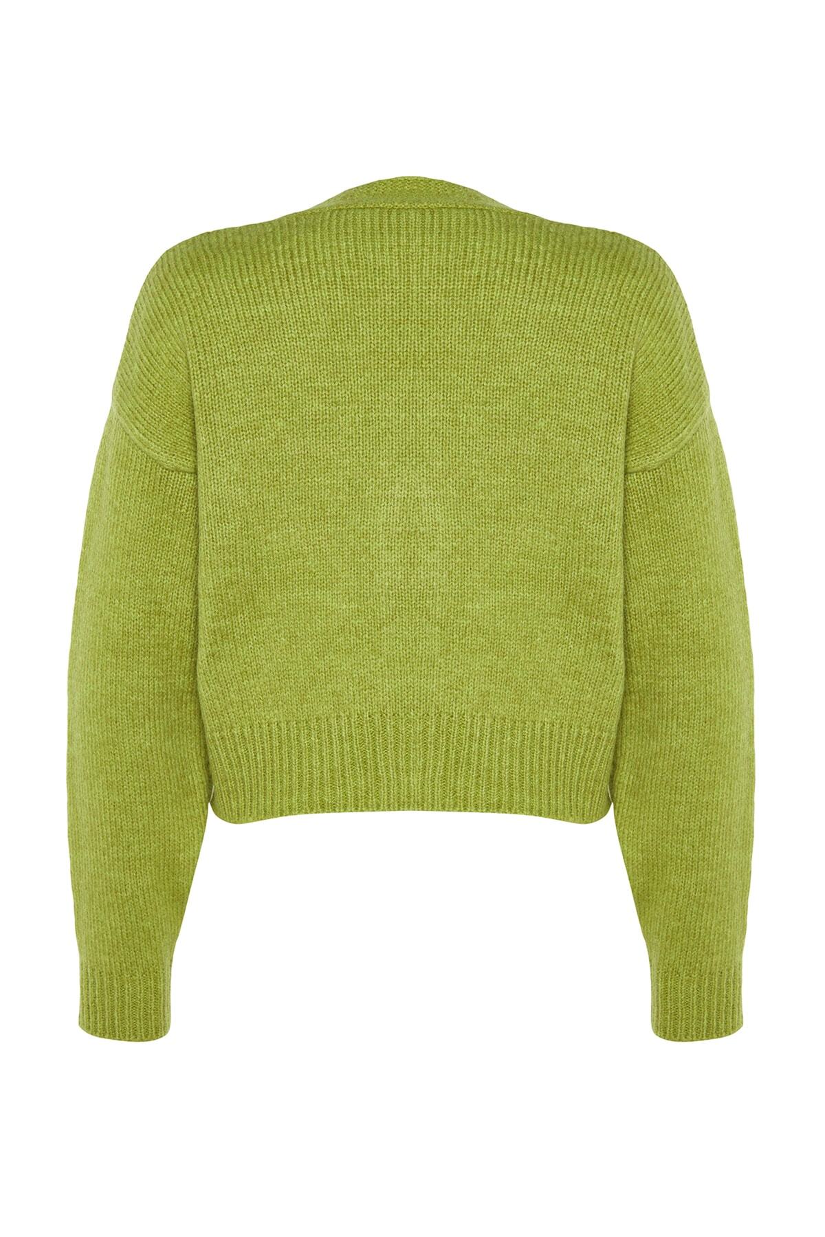 Trendyol Collection-Grüner Strick-Cardigan mit V-Ausschnitt und Stickerei – TWOAW24HI00237 8