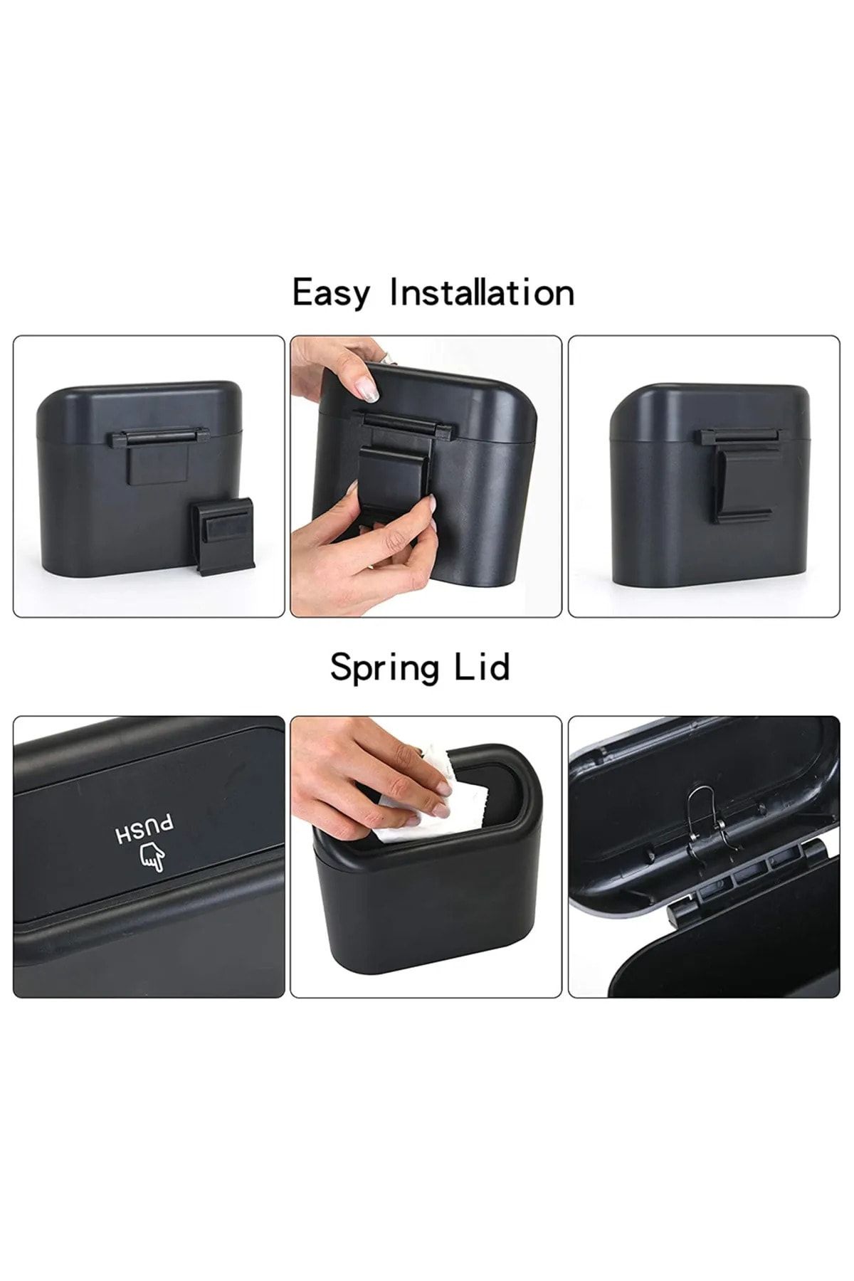 Ankanorm-Black Auto Car Trash Can - Organizer Garbage Can with Lid 3