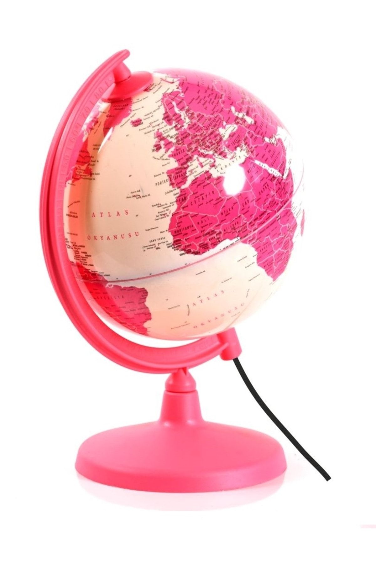Eğitici Işıklı Pembe Küre / Dünya Küresi 20 Cm Eğitici Harita Kız Çocuk Gece Lambası