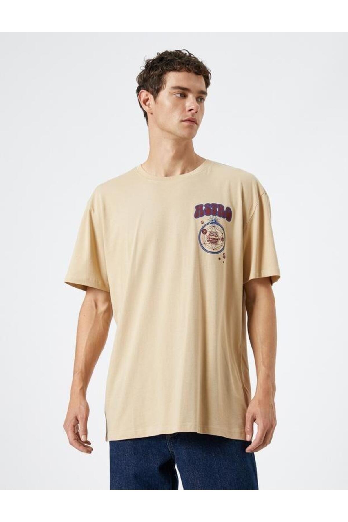 تیشرت مردانه بژ کوتون | 3SAM10421HK اورجینال - تصویر 5