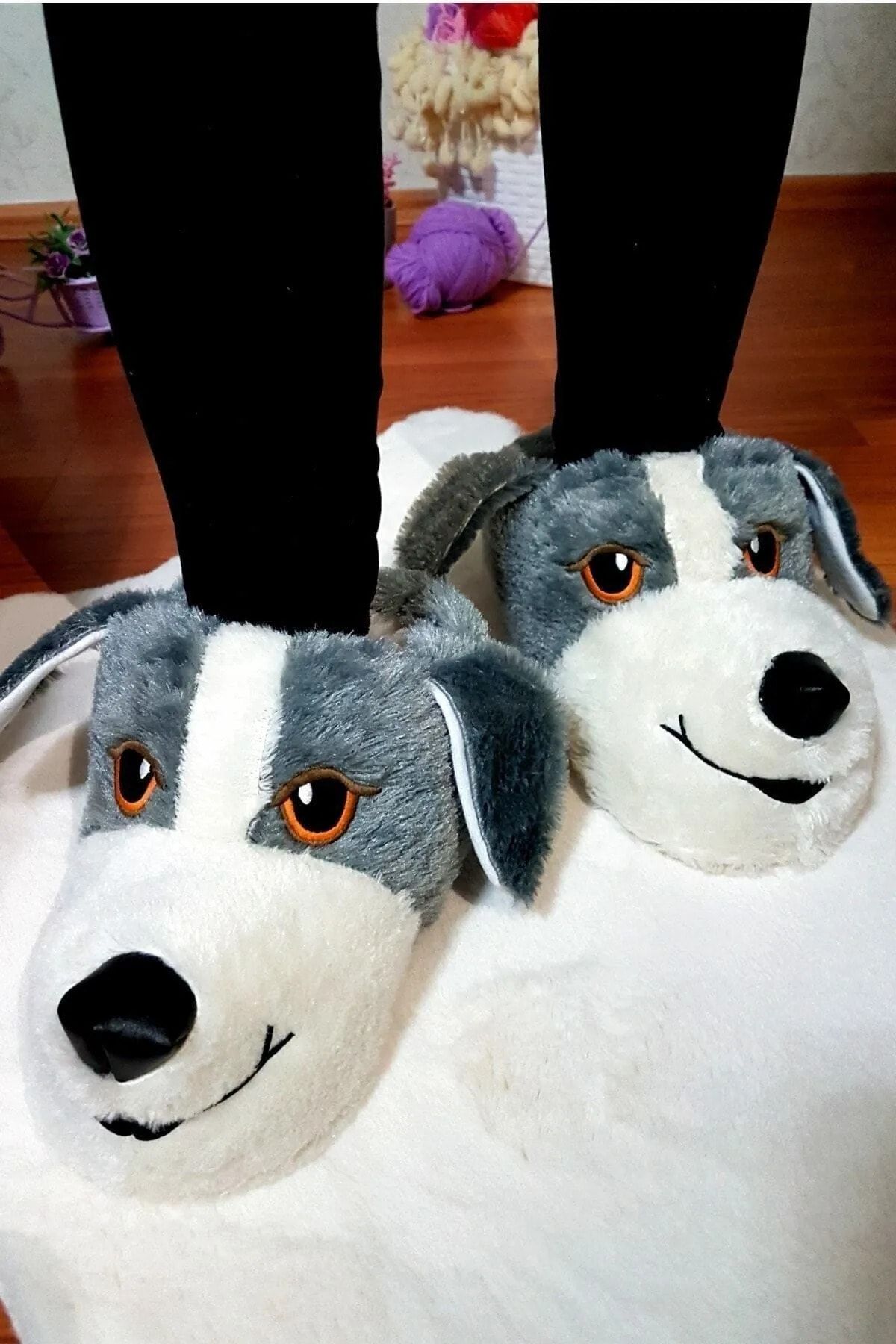 Esra Rubi Store Cute Dog Figure Slippers Unisex Animal Slippers