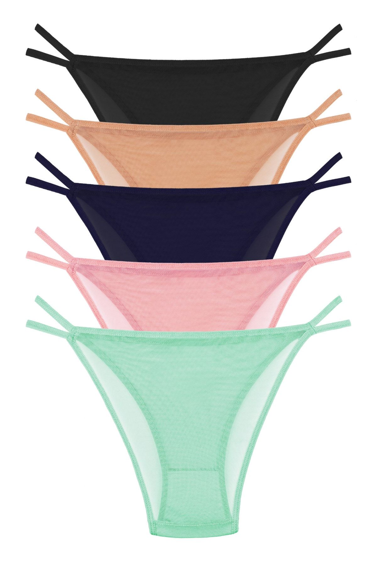 Sensu Women's Tulle Detailed Drawstring Waist Slip 5-Piece Panties Set -  Kts4004 - Trendyol
