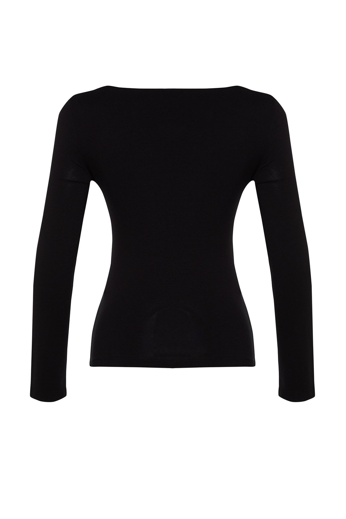 Trendyol Collection-Schwarze, dehnbare, figurbetonte Bluse aus Baumwolle mit quadratischem Ausschnitt TWOAW24BZ00016 9