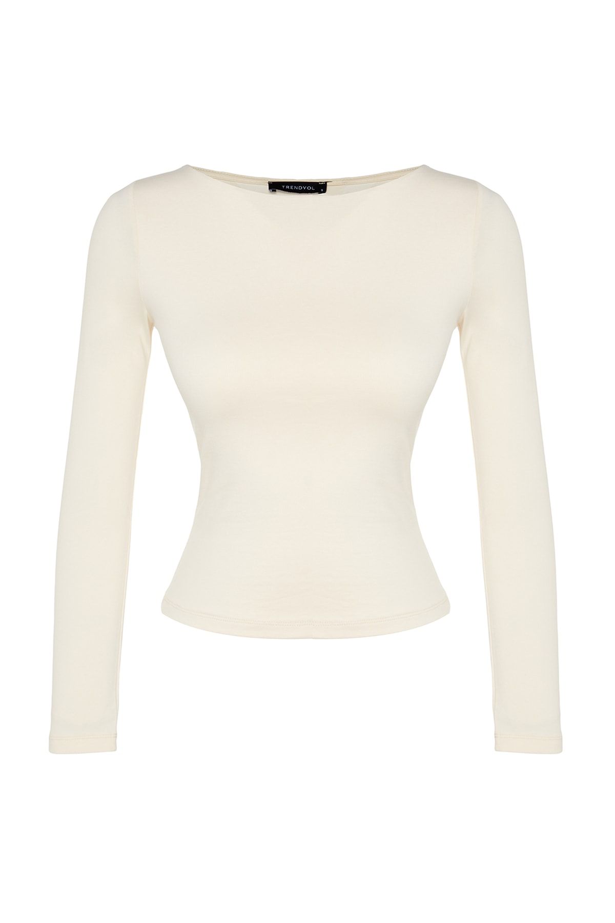 Trendyol Collection-Eng anliegende, dehnbare Strickbluse aus steinfarbener, dehnbarer Baumwolle mit U-Boot-Ausschnitt TWOAW24BZ00166 6