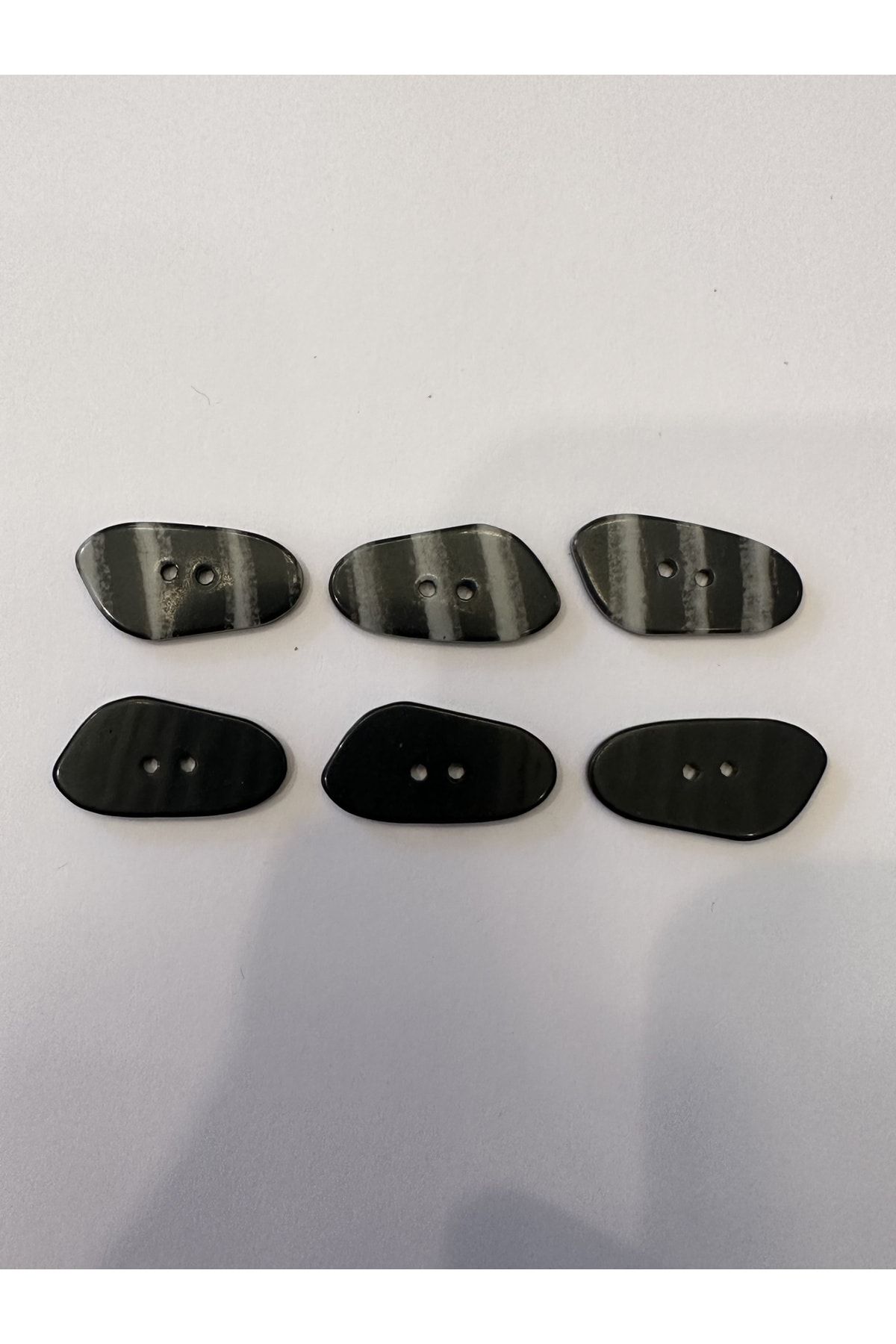 aensia-Gray Striped Zebra Model Button on Black Laser Cut Asymmetric Button 44 Sizes - Pack of 6 2