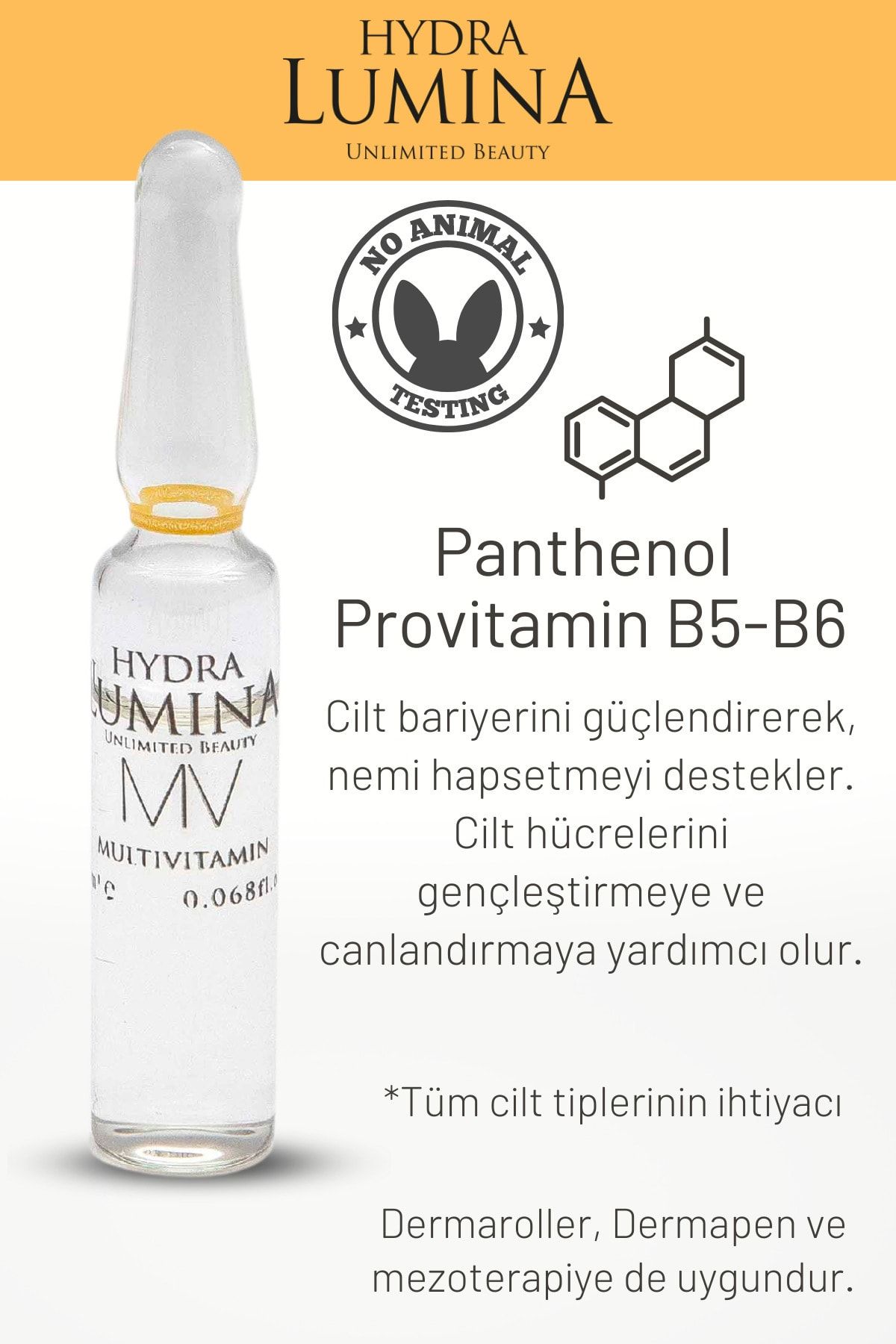 امپول شش تکه مولتی ویتامین احیا کننده مراقبت از پوست ام وی HYDRA LUMINA