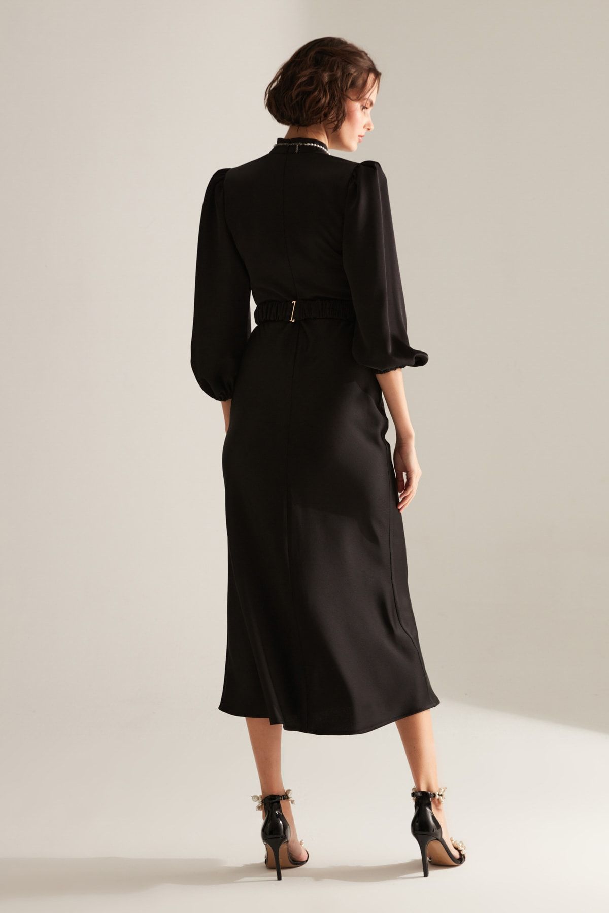 BETTY & SAM-Berthe Magnificent Collar Black Long Engagement Dress 6