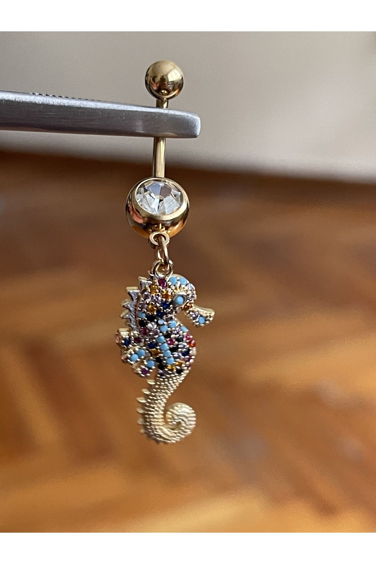 Seahorse belly on sale button ring