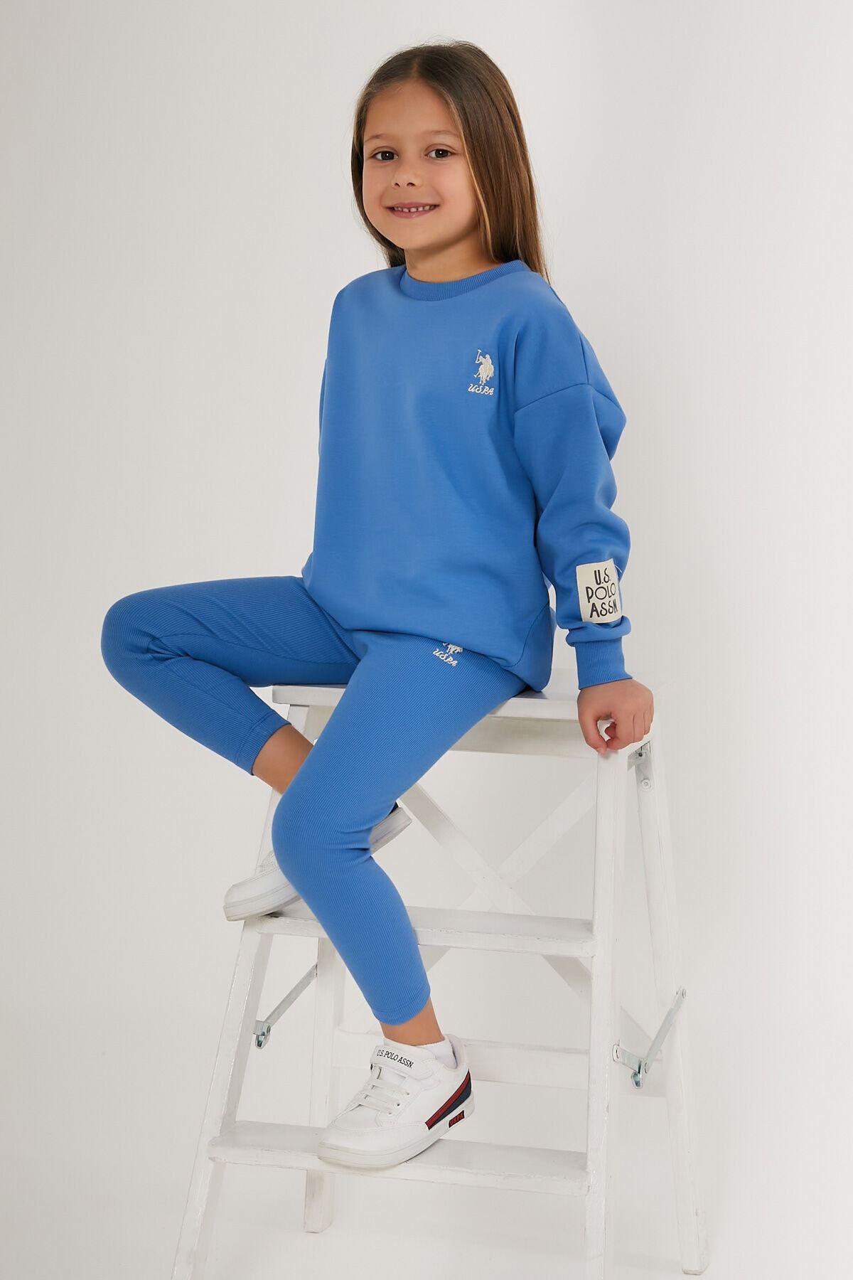 U.S. Polo Assn.-BASE. Polo Assn Shiny Blue Girls Long Sleeve Pajamas Jewelry 1