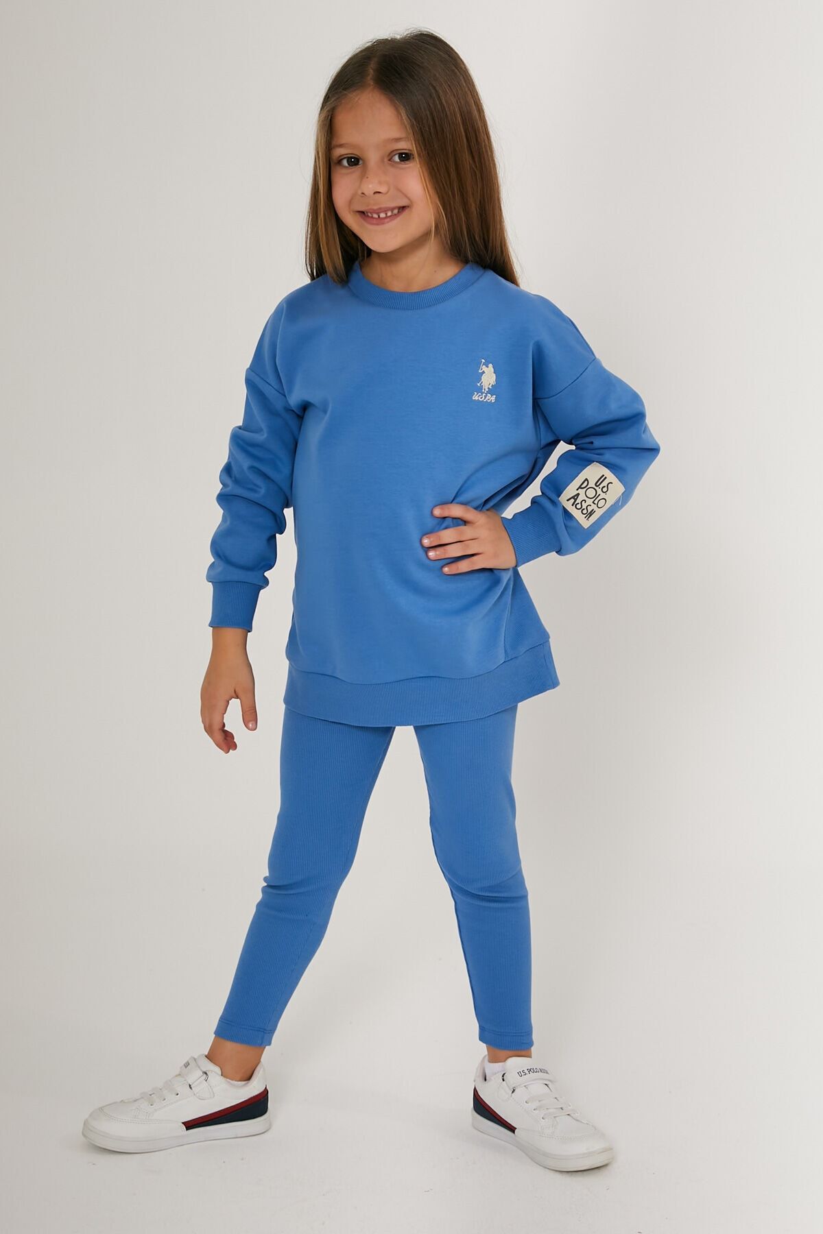 U.S. Polo Assn.-BASE. Polo Assn Shiny Blue Girls Long Sleeve Pajamas Jewelry 3