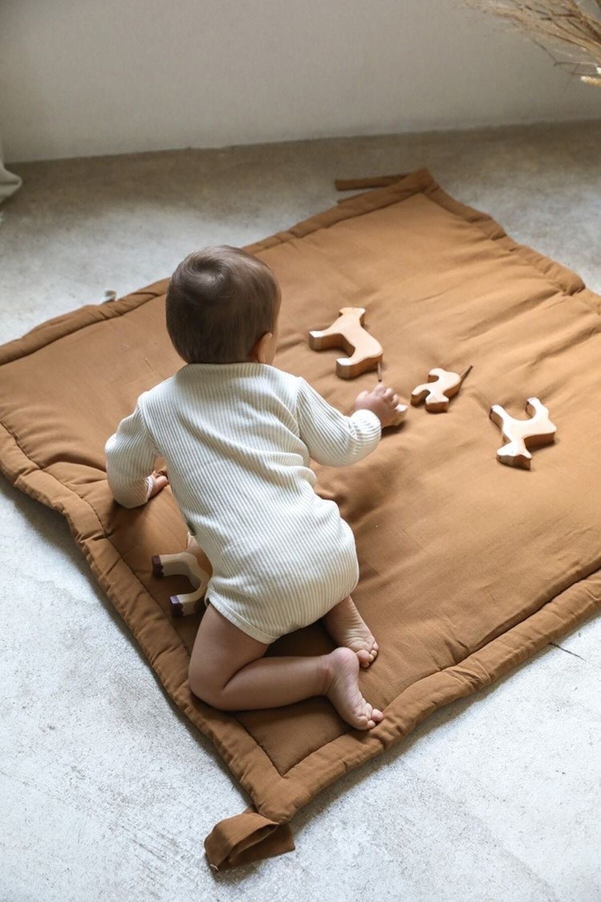 Jaju Baby Kahverengi 120x120 Cm Kare Çocuk ve Bebek Oyun Halısı / Oyun Matı fotoğrafı 2 (önizleme)