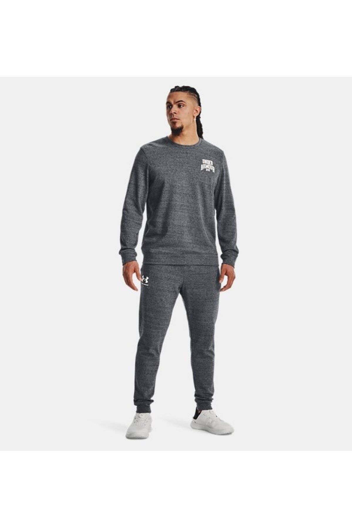 شلوار گرمکن ورزشی خاکستری مردانه رقیب UA Terry Tracksuit شش 1380843 012 Under Armour