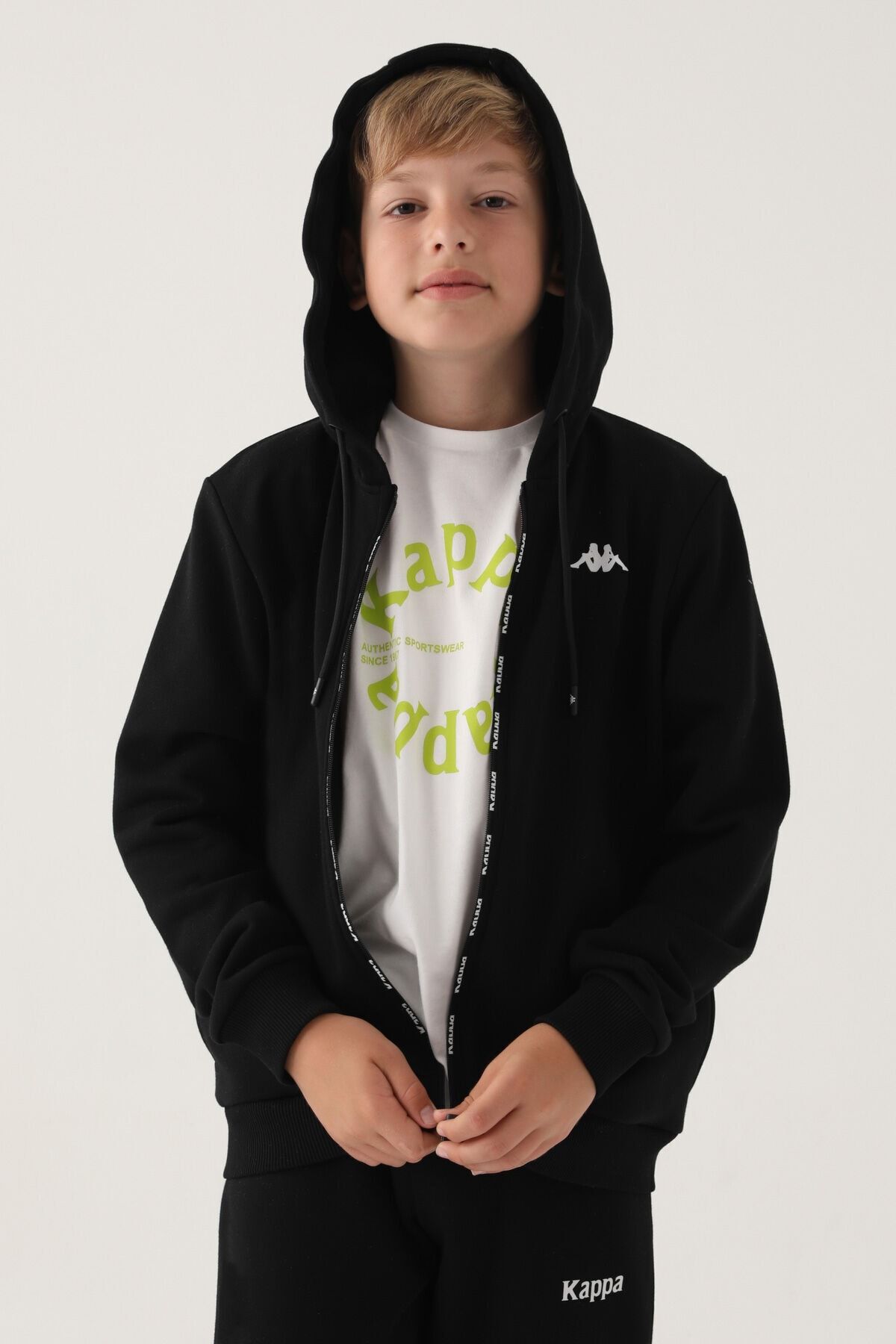 Kappa Black Zipper Printed Boy s Sweatshirt Trendyol