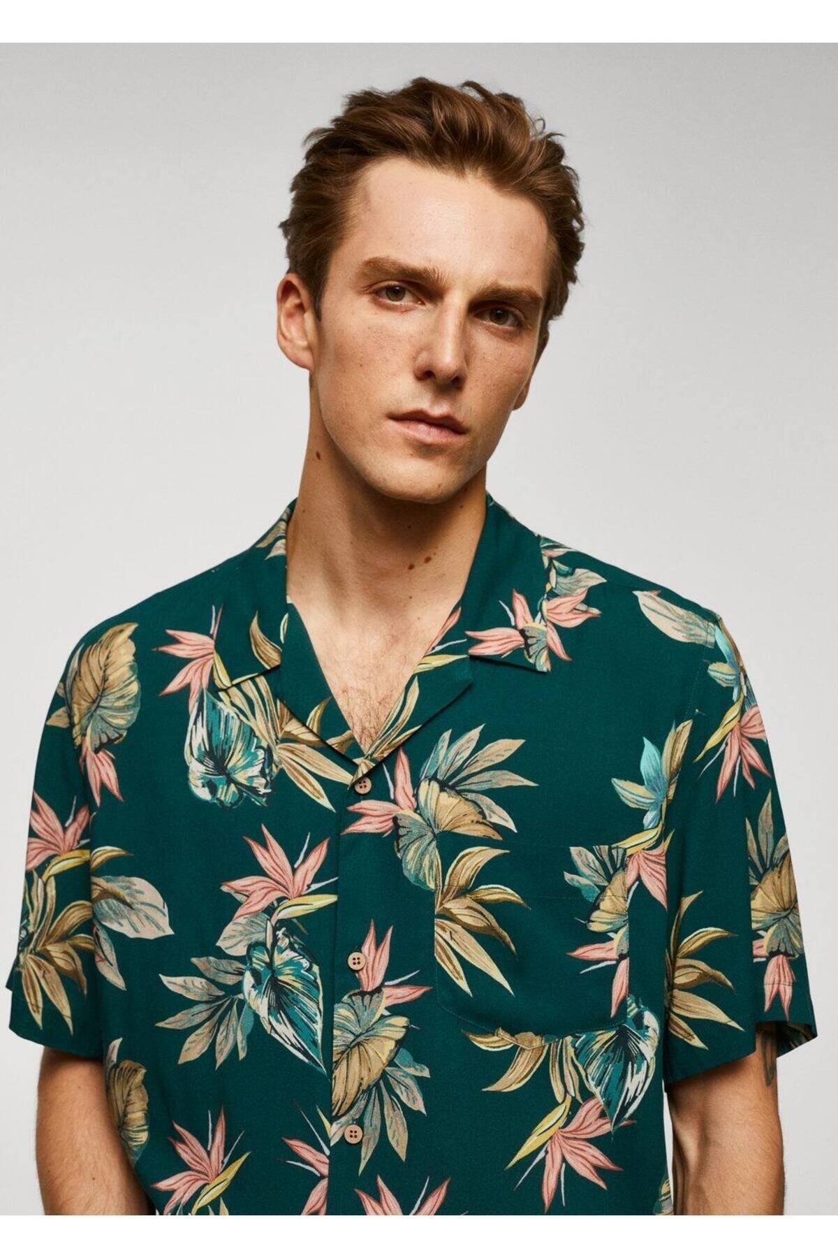 پیراهن مردانه سبز منگوMANGO Man | 57025802 اورجینال - تصویر 7