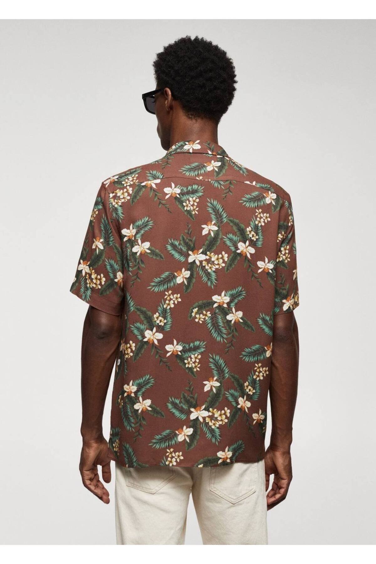 پیراهن مردانه بورگوندی منگوMANGO Man | 57025803 اورجینال - تصویر 4