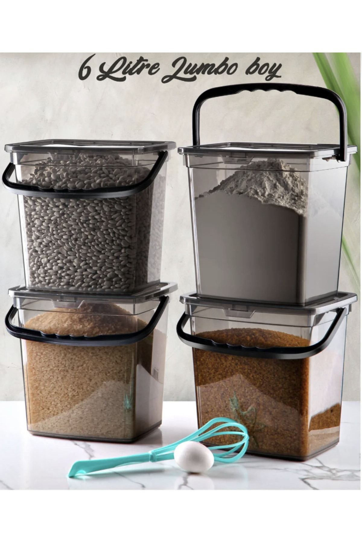 Dem Home-4-Piece Square Flour Pulses Container 6 liters Storage Container - Food Container 1