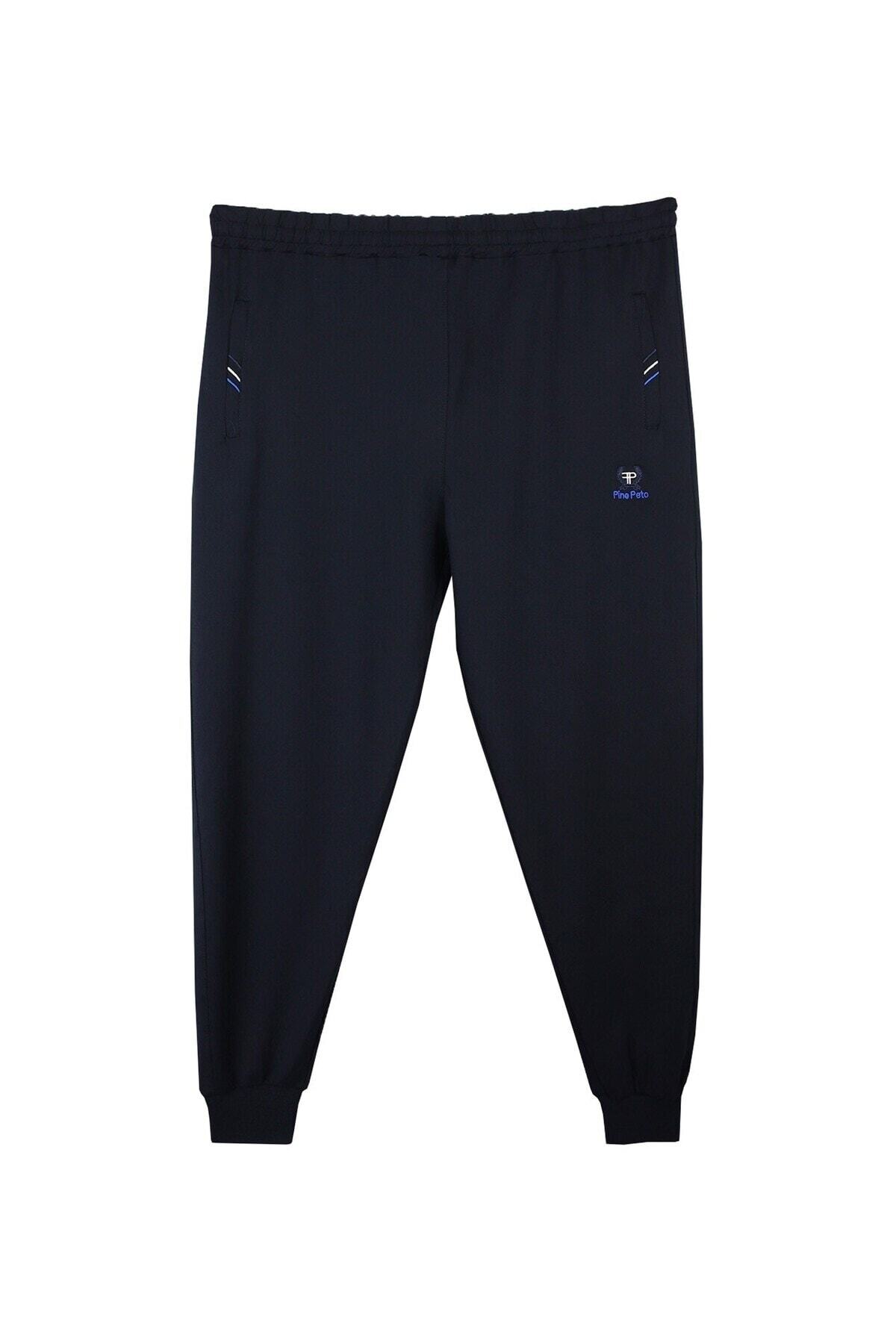 marufshop Erkek Büyük Beden Eşofman Alt 2 iplik Lacivert Ribanalı