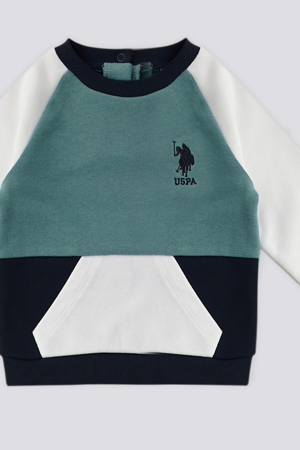 U.S. Polo Assn. پایه. ست نوزاد 2 تکه جیبی پولو اسن بنزینی کانگورو