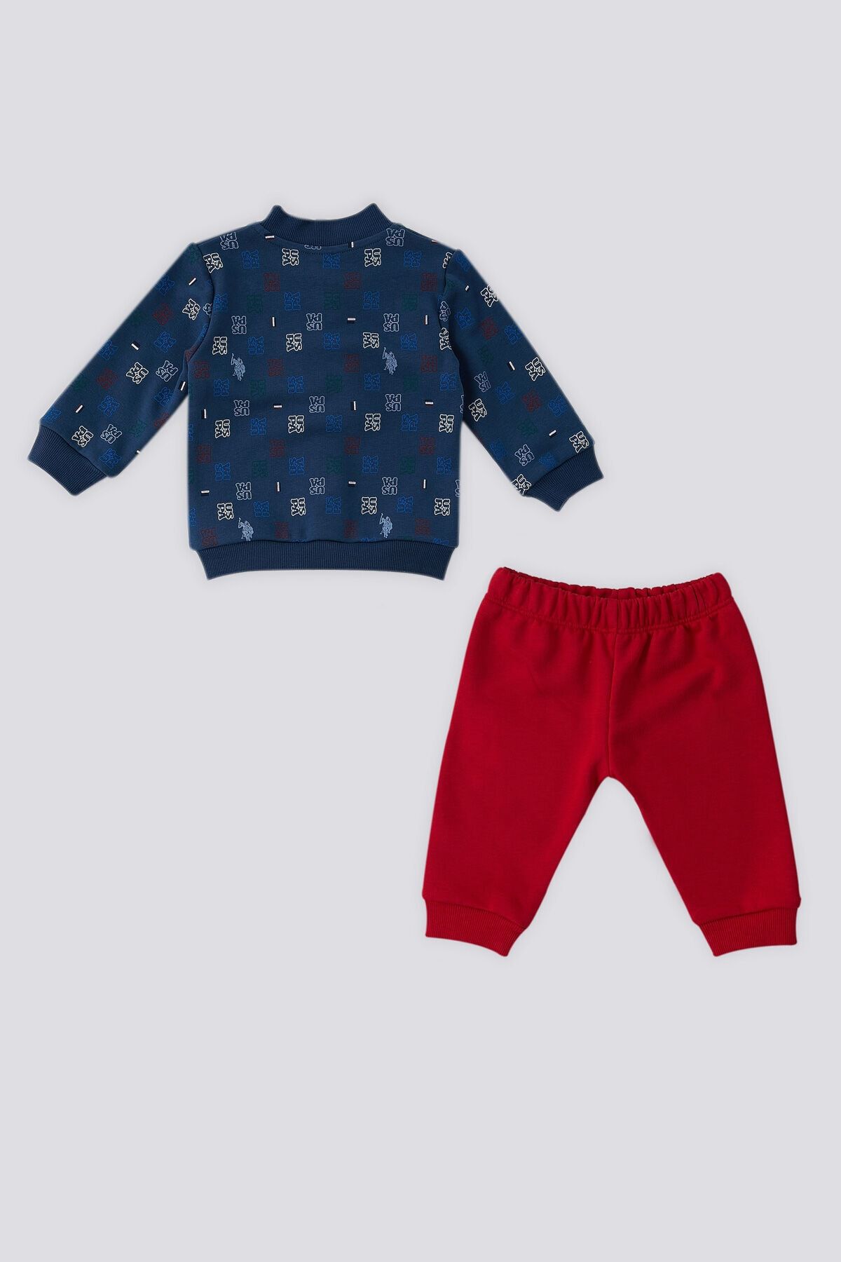 U.S. Polo Assn. پایه. ست 2 تکه نوزاد با جزئیات دکمه نیلی تیره Polo Assn