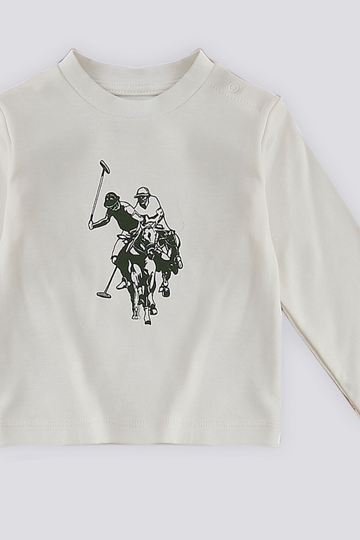 U.S. Polo Assn. پایه. ست 3 تکه نوزادی با جزئیات آستین تزئین شده زیپ بژ Polo Assn