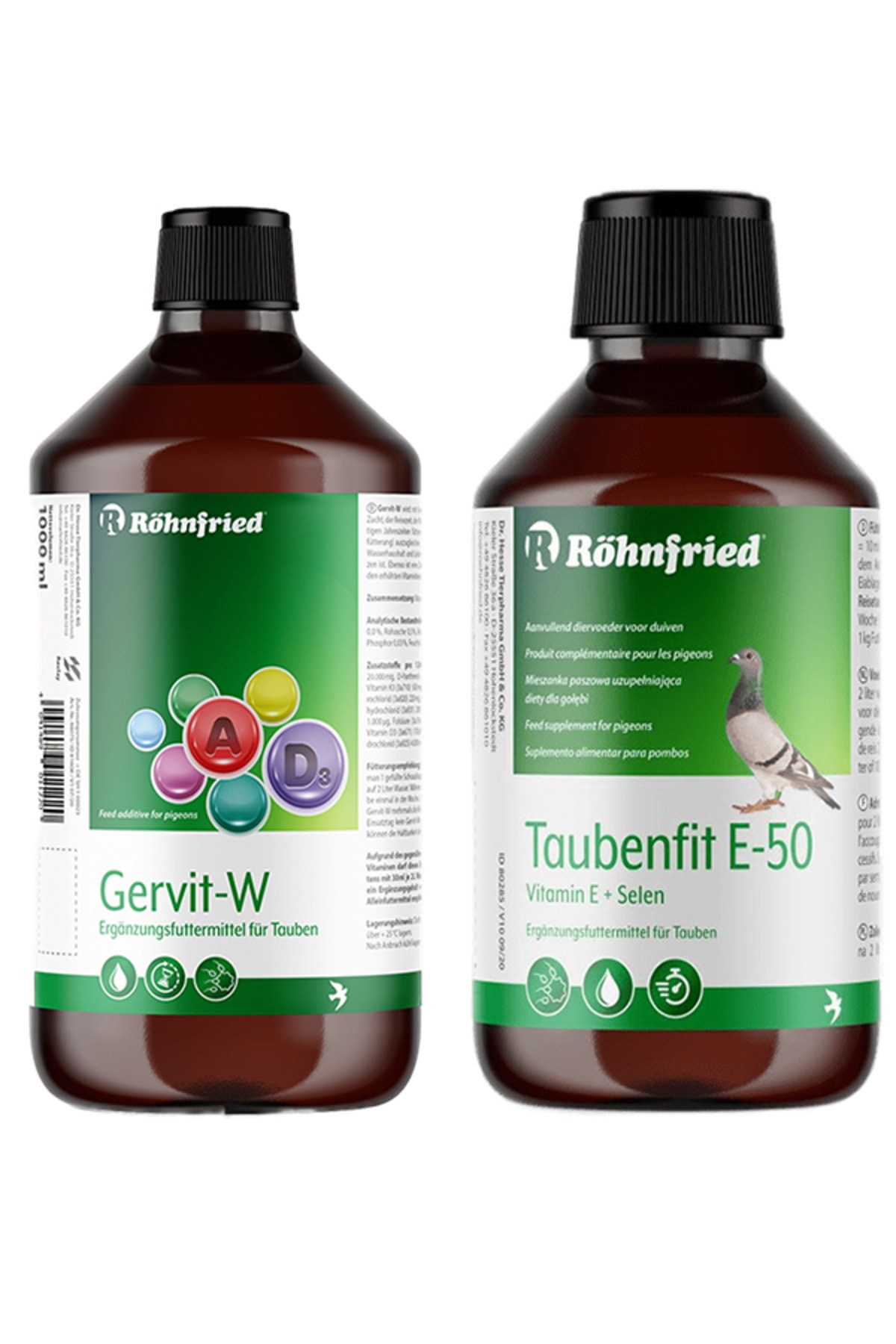 Röhnfried Gervit-w (30ML) Taubenfit E-50 (30ML) Ikili Set (CAM ŞİŞE - ORİJİNAL ŞİŞEDEN BÖLME)