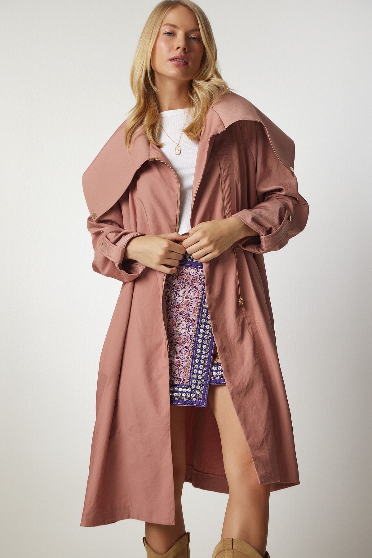 Dark pink 2025 trench coat