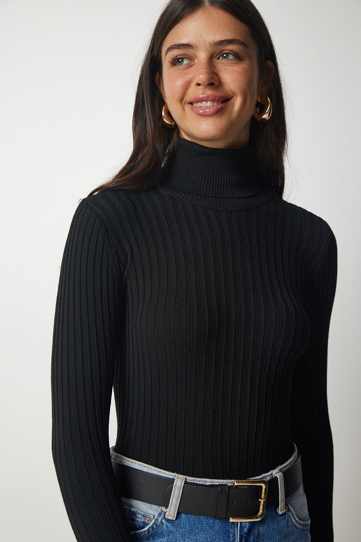 Happiness stanbul Sweater Black Fitted Trendyol