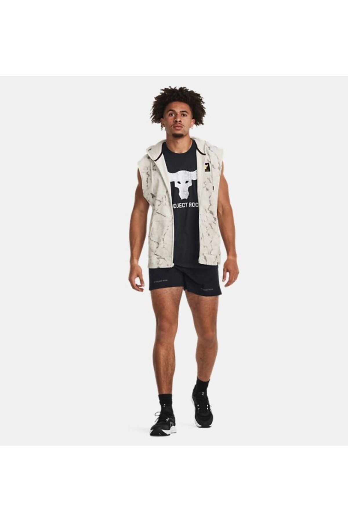 رکابی ورزشی سفید مردانه پروژه رقیب راک FLEECE بدون اندازه کامل Zipper 1380120 114 Under Armour