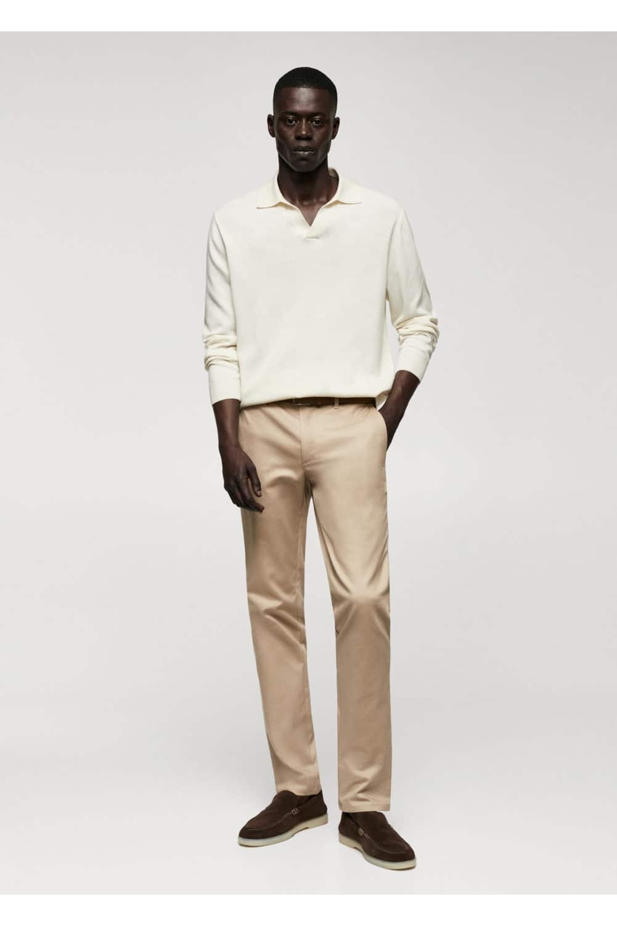 شلوار مردانه بژ منگوMANGO Man | 47030660 اورجینال - تصویر 2