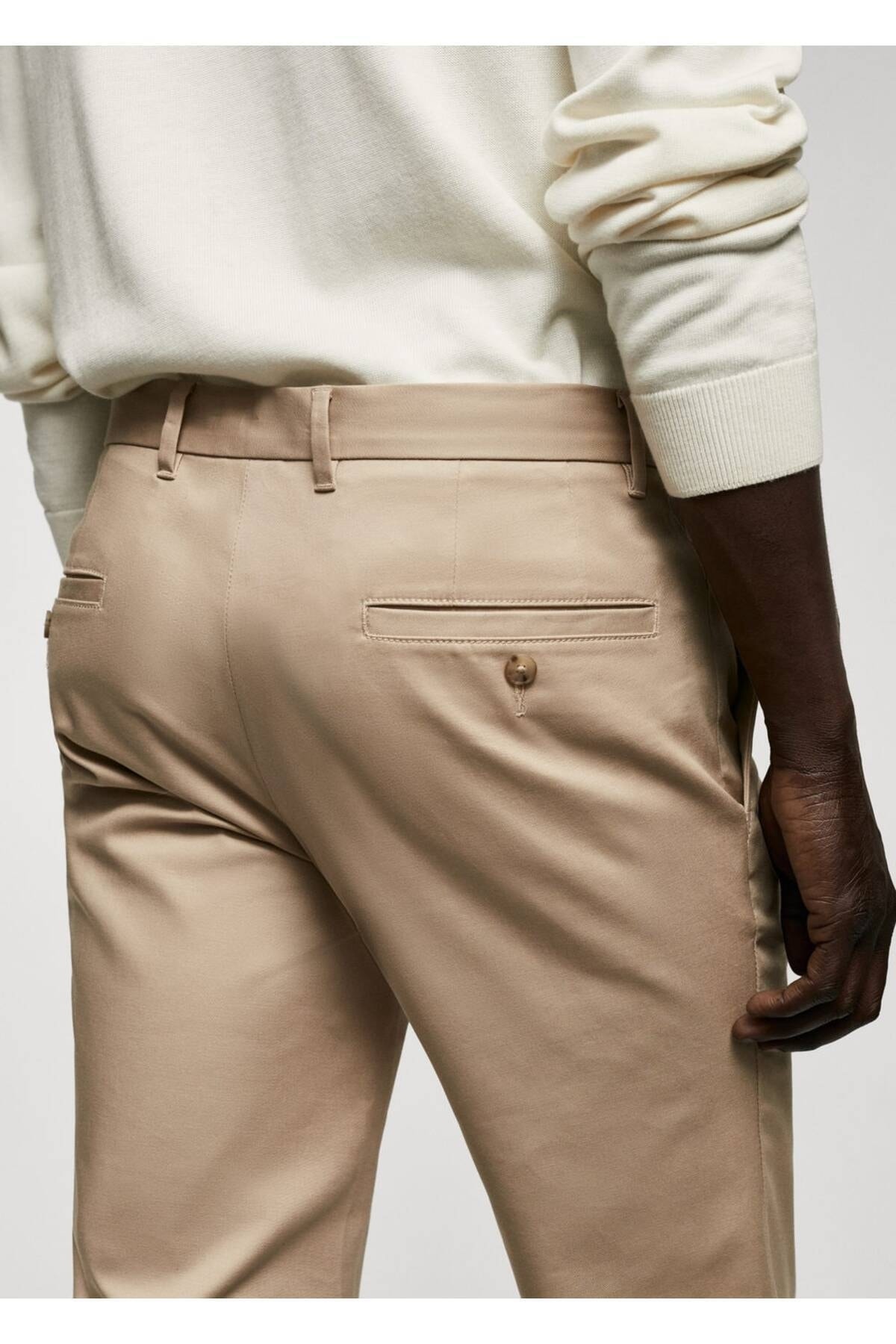 شلوار مردانه بژ منگوMANGO Man | 47030660 اورجینال - تصویر 8