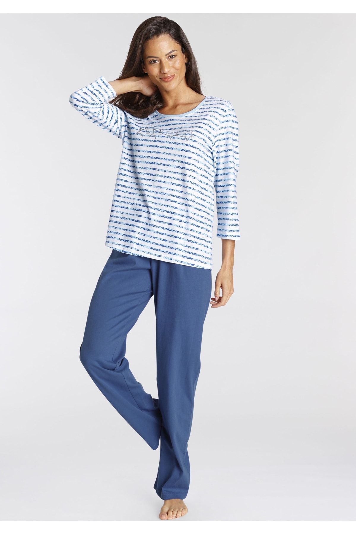 Trendyol set Blau - - Vivance - Gestreift Pyjama