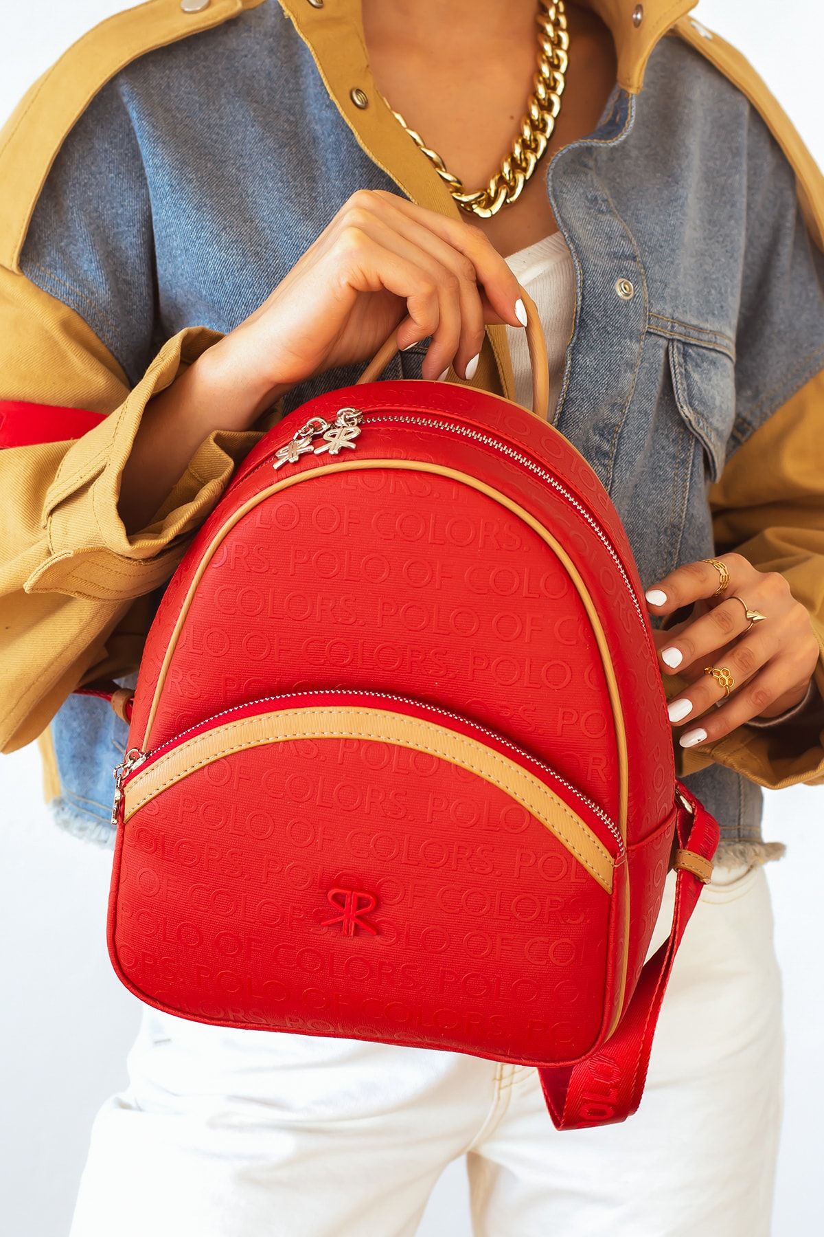 Red sales polo backpack