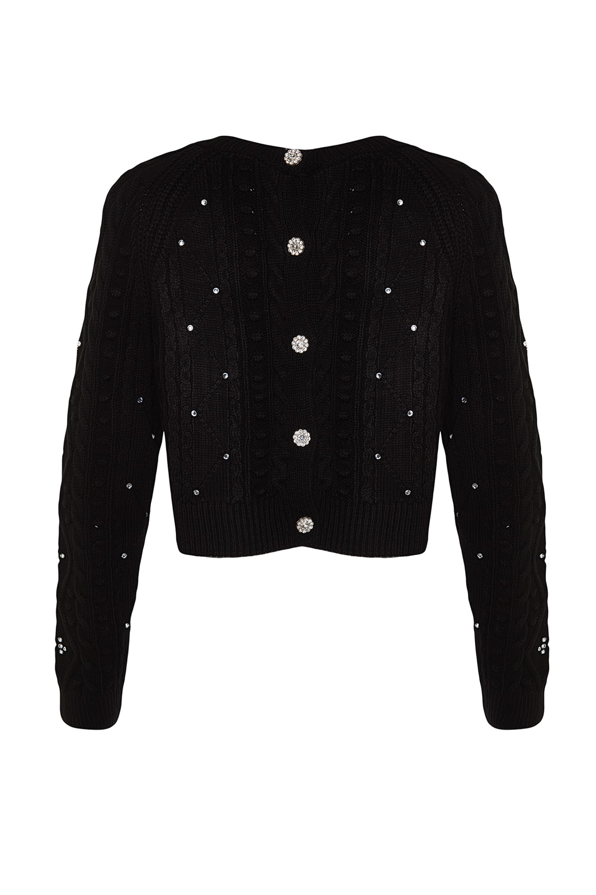 Trendyolmilla  Siyah Çift Taraflı Kullanılabilen Triko Kazak-Hırka TWOAW24KZ00144 - Görsel 6