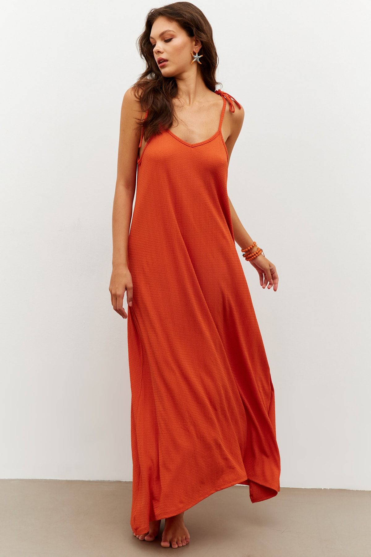 Dark orange 2025 maxi dress